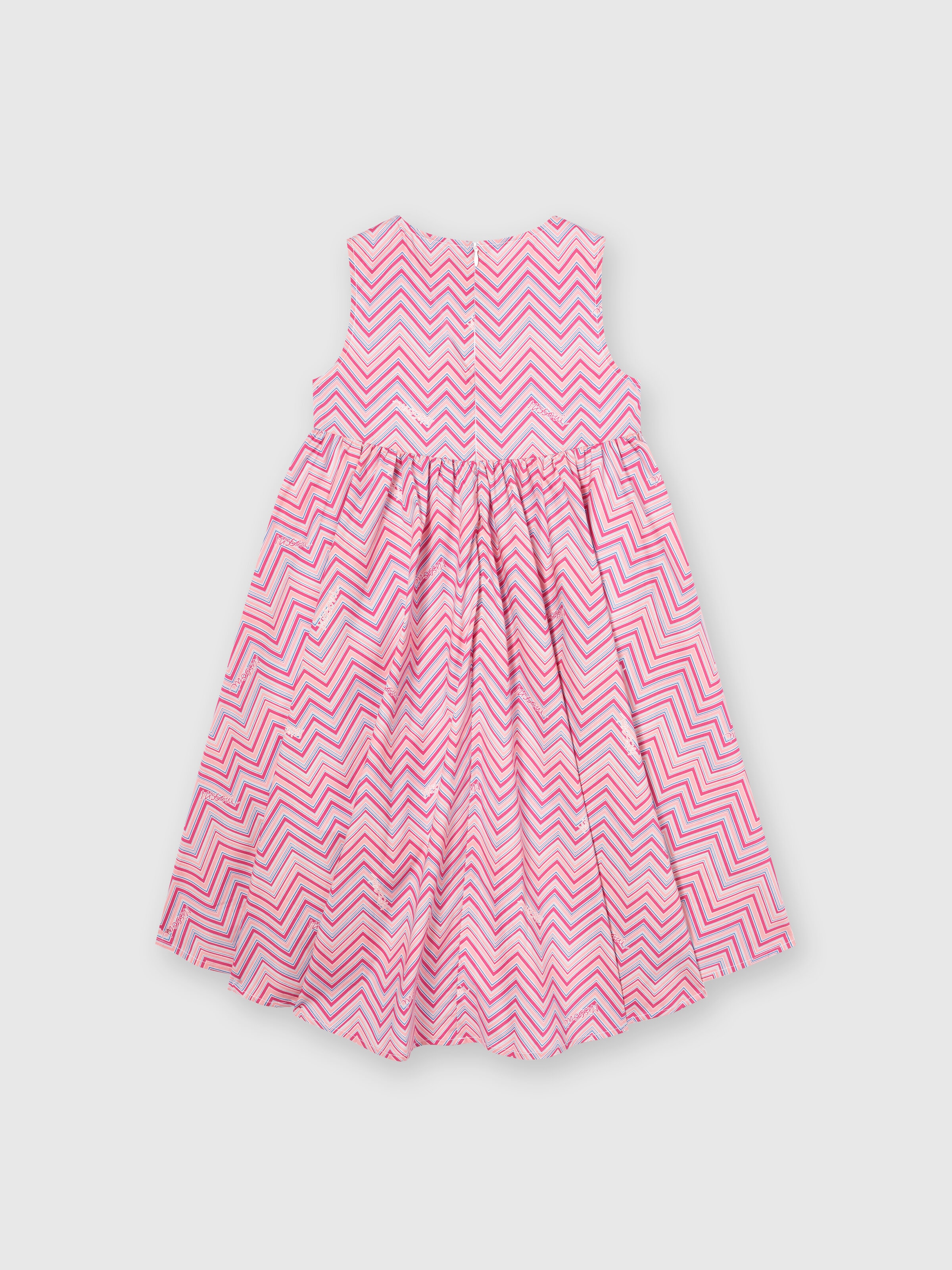 Cotton dress with zigzag print, Pink   - 1