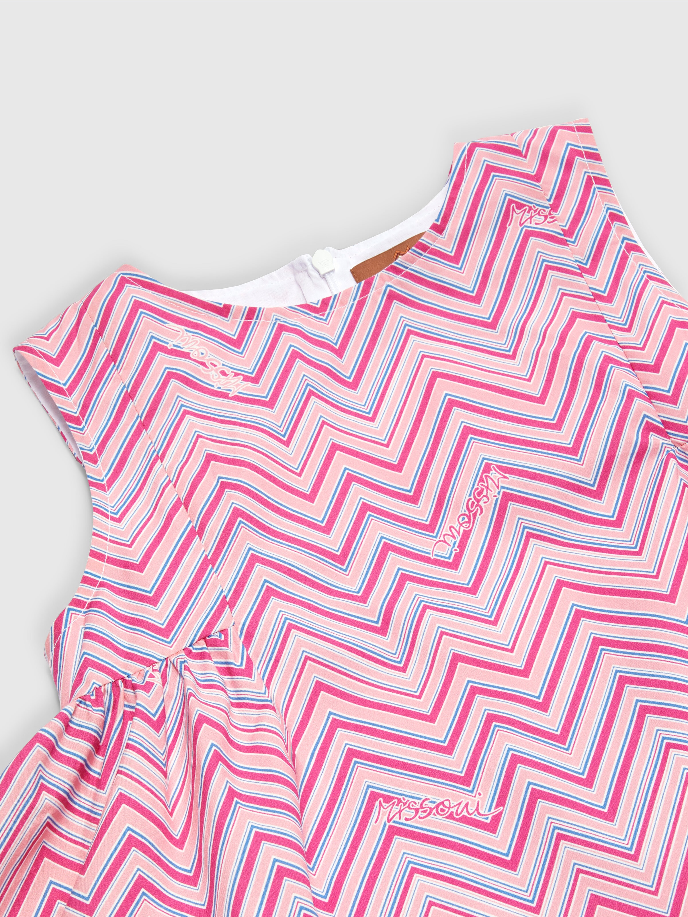 Cotton dress with zigzag print, Pink   - 2