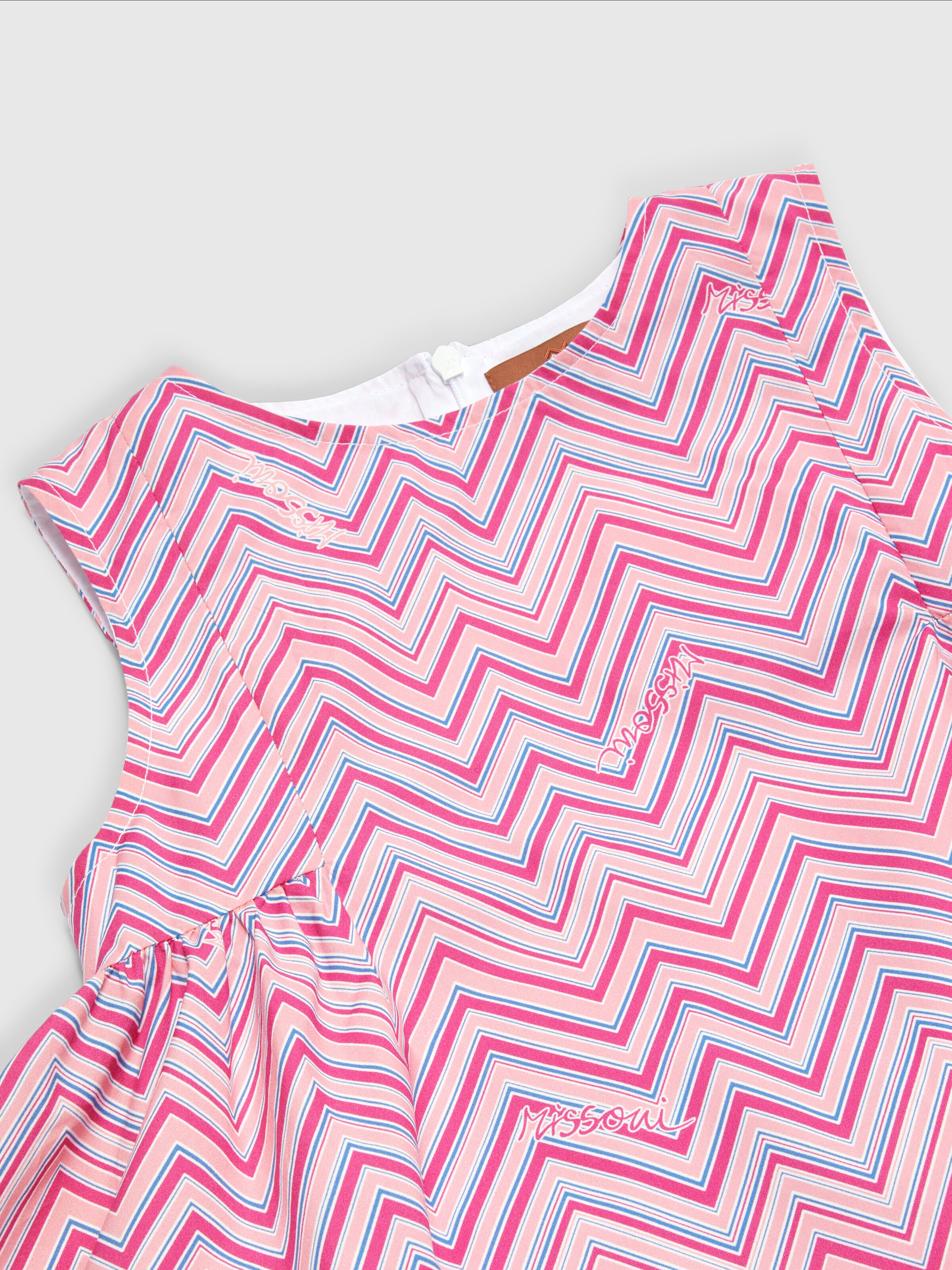 Abito in cotone con stampa zig zag, Rosa   - 2