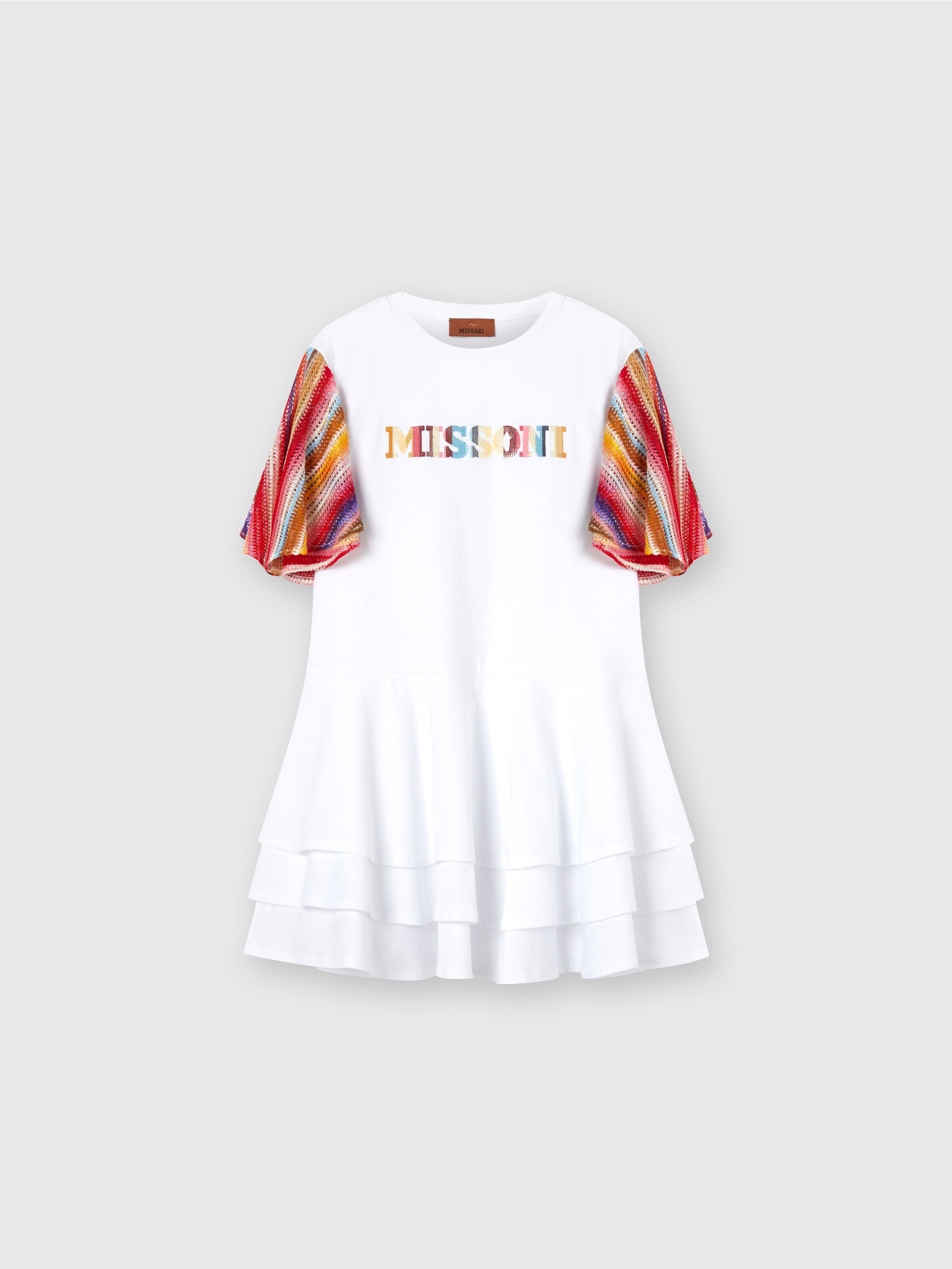 Robe à manches courtes en jersey de coton avec logo imprimé, Multicolore  - 0