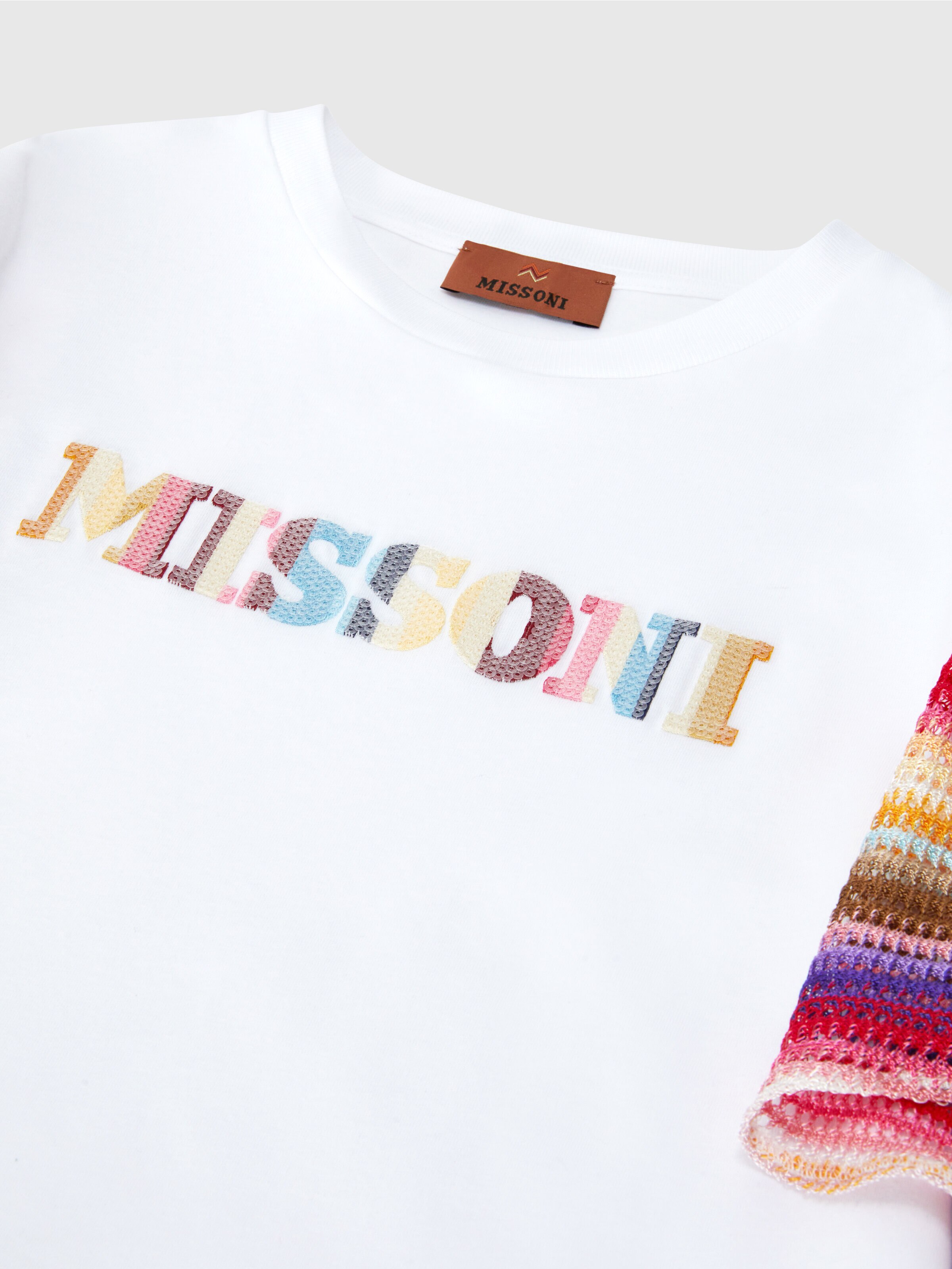 Vestido de manga corta en tejido jersey de algodón con inscripción del logotipo, Multicolor  - 3
