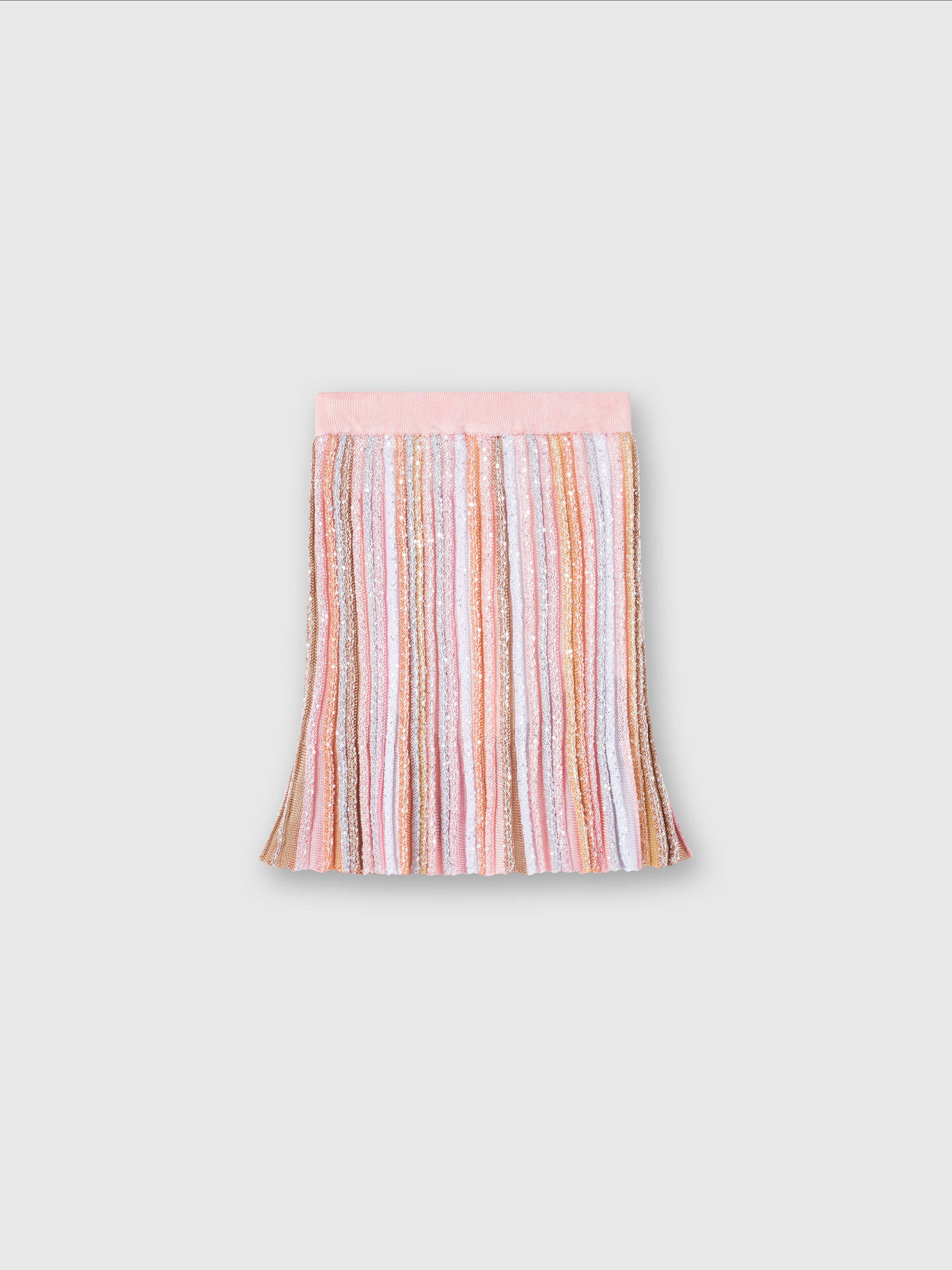 Pleated viscose knit skirt with elasticated waistband, Multicoloured  - 1