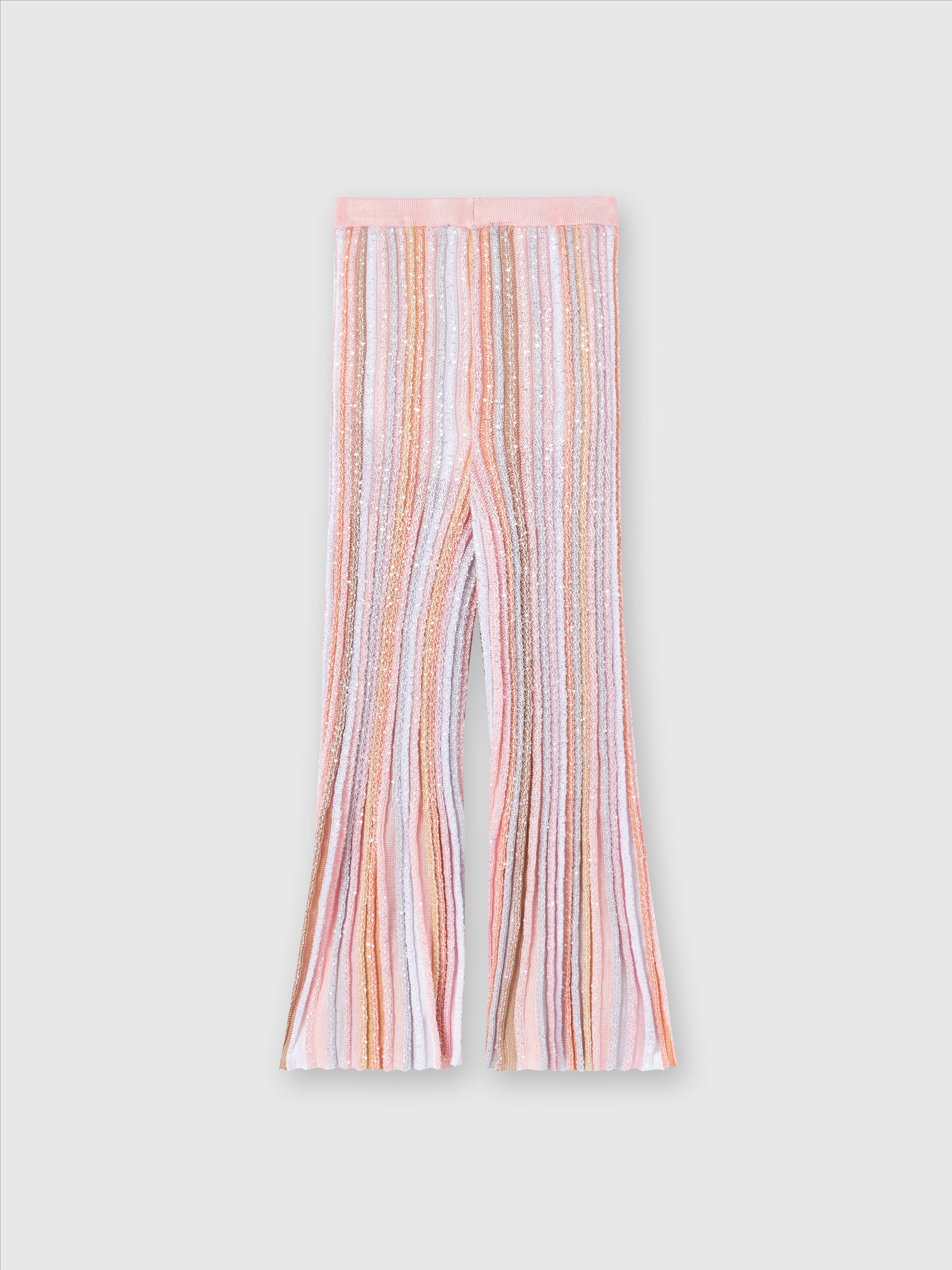 Pantalones de punto de viscosa plisada con lentejuelas, Multicolor  - 1