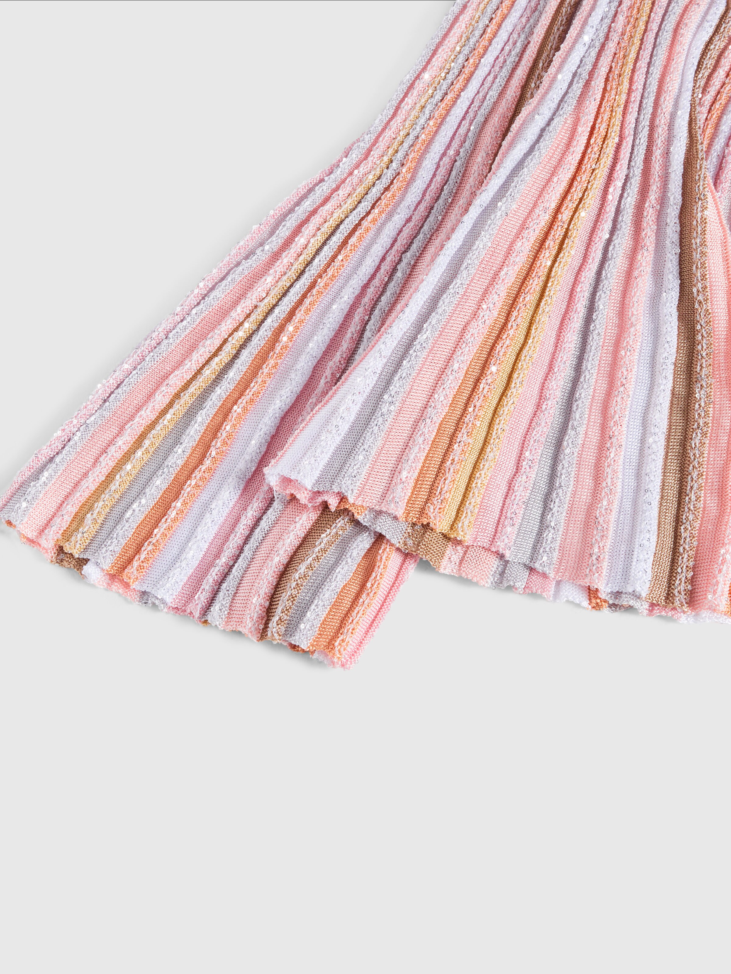 Pantalones de punto de viscosa plisada con lentejuelas, Multicolor  - 3