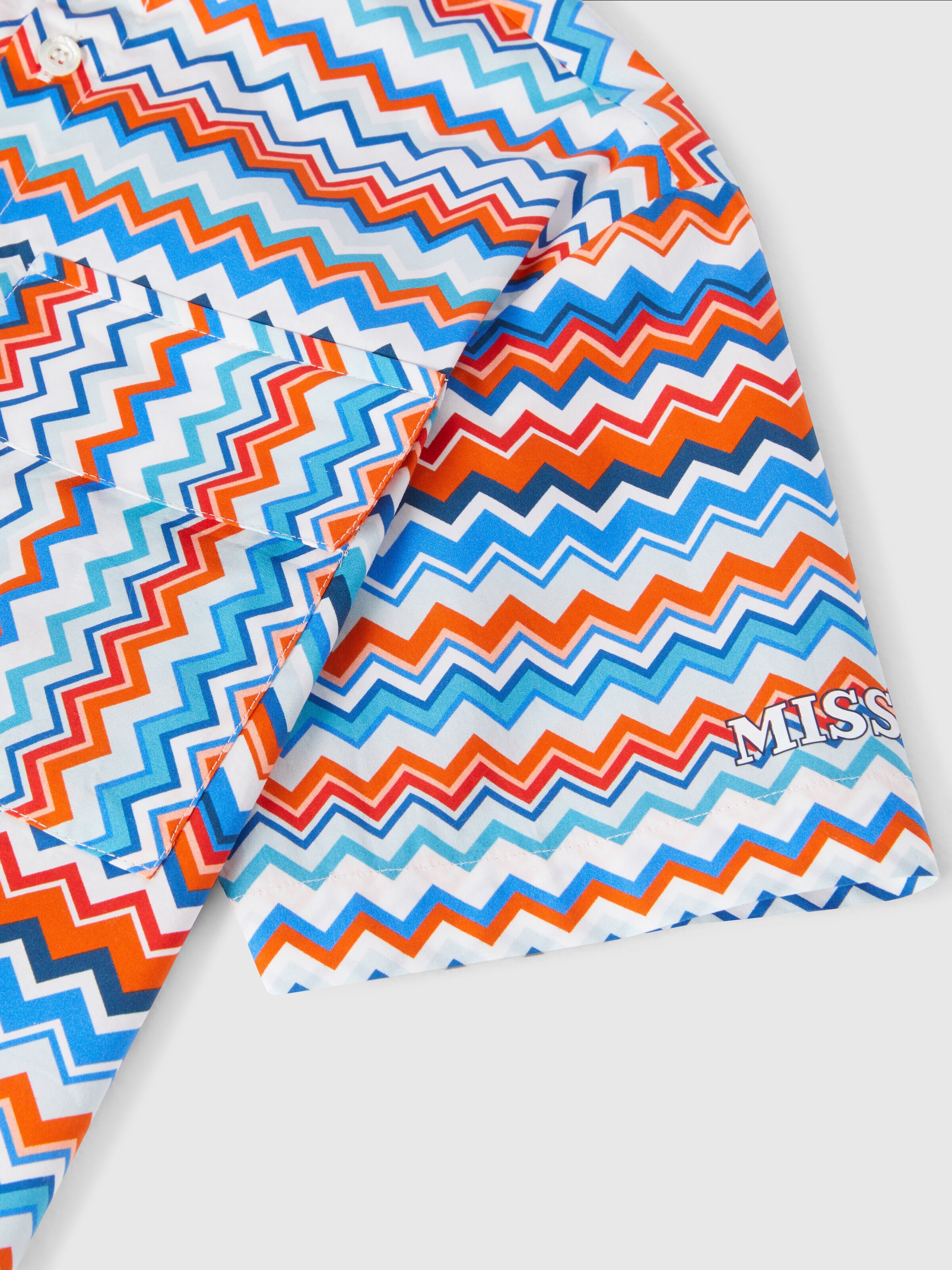 Short-sleeved cotton shirt with zigzag pattern, Multicoloured  - 3