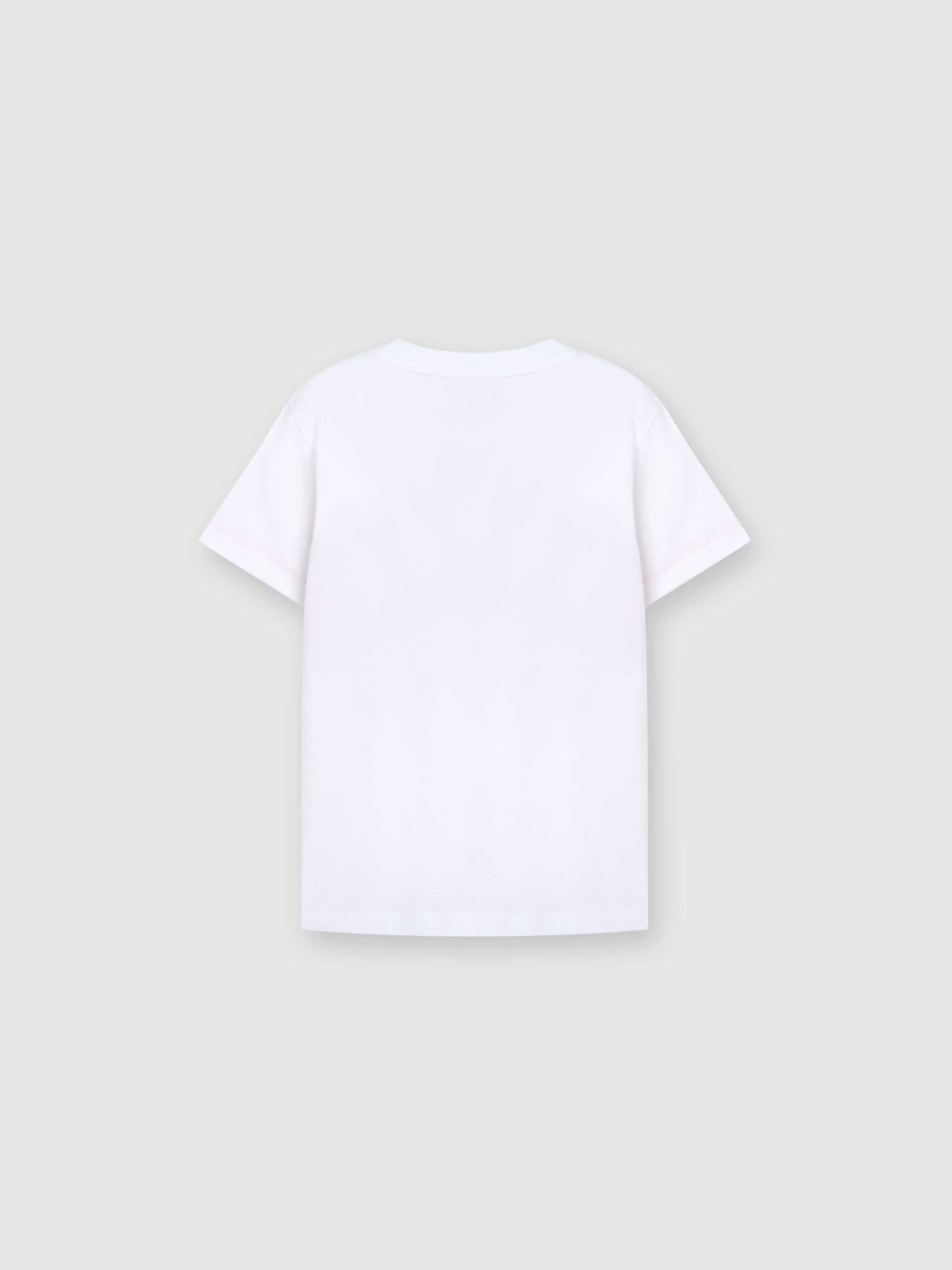 T-shirt en jersey de coton avec empiècement à chevrons et logo, Multicolore  - 1