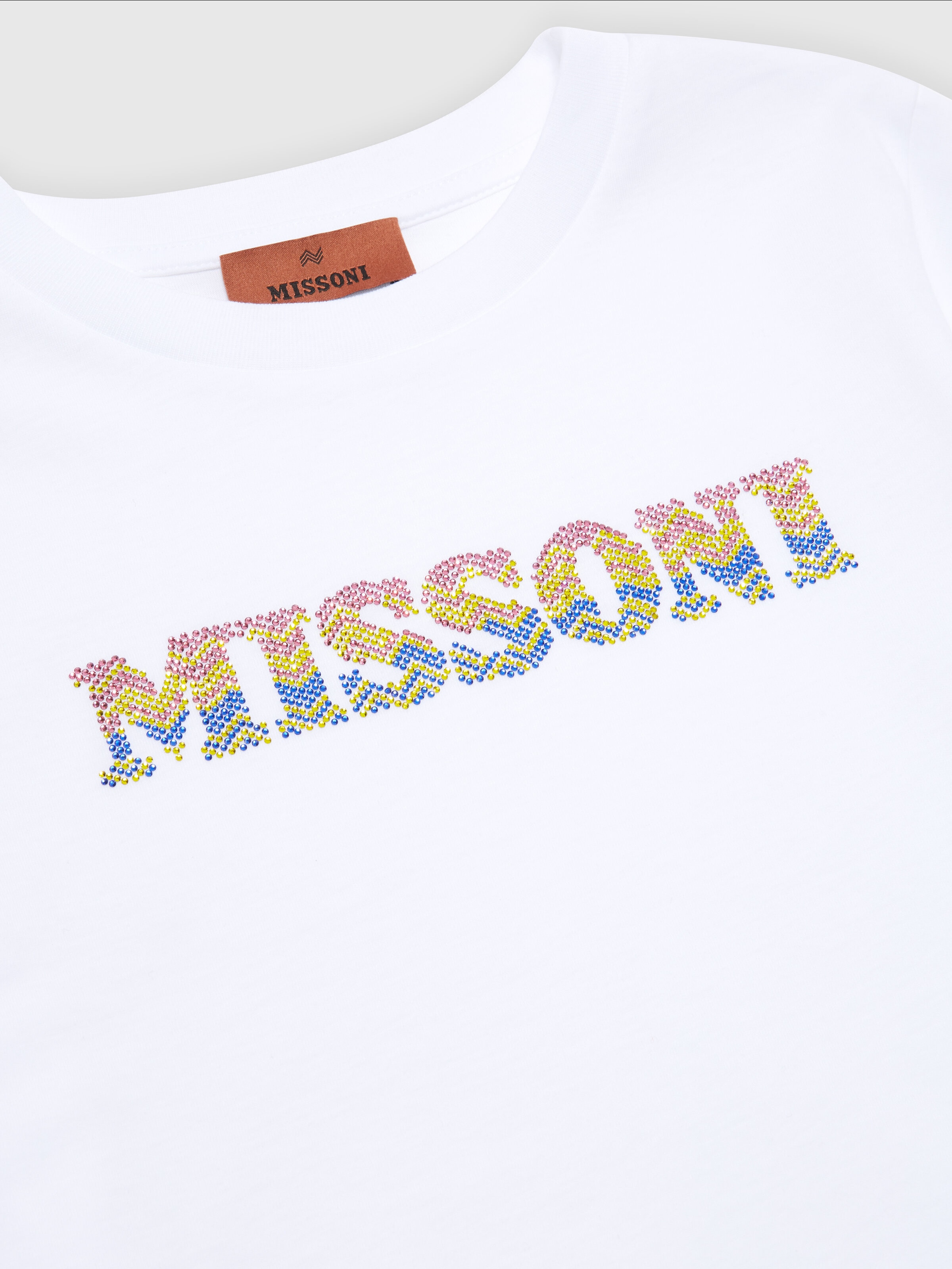 T-shirt en jersey de coton avec imprimé logo à chevrons , Multicolore  - 2