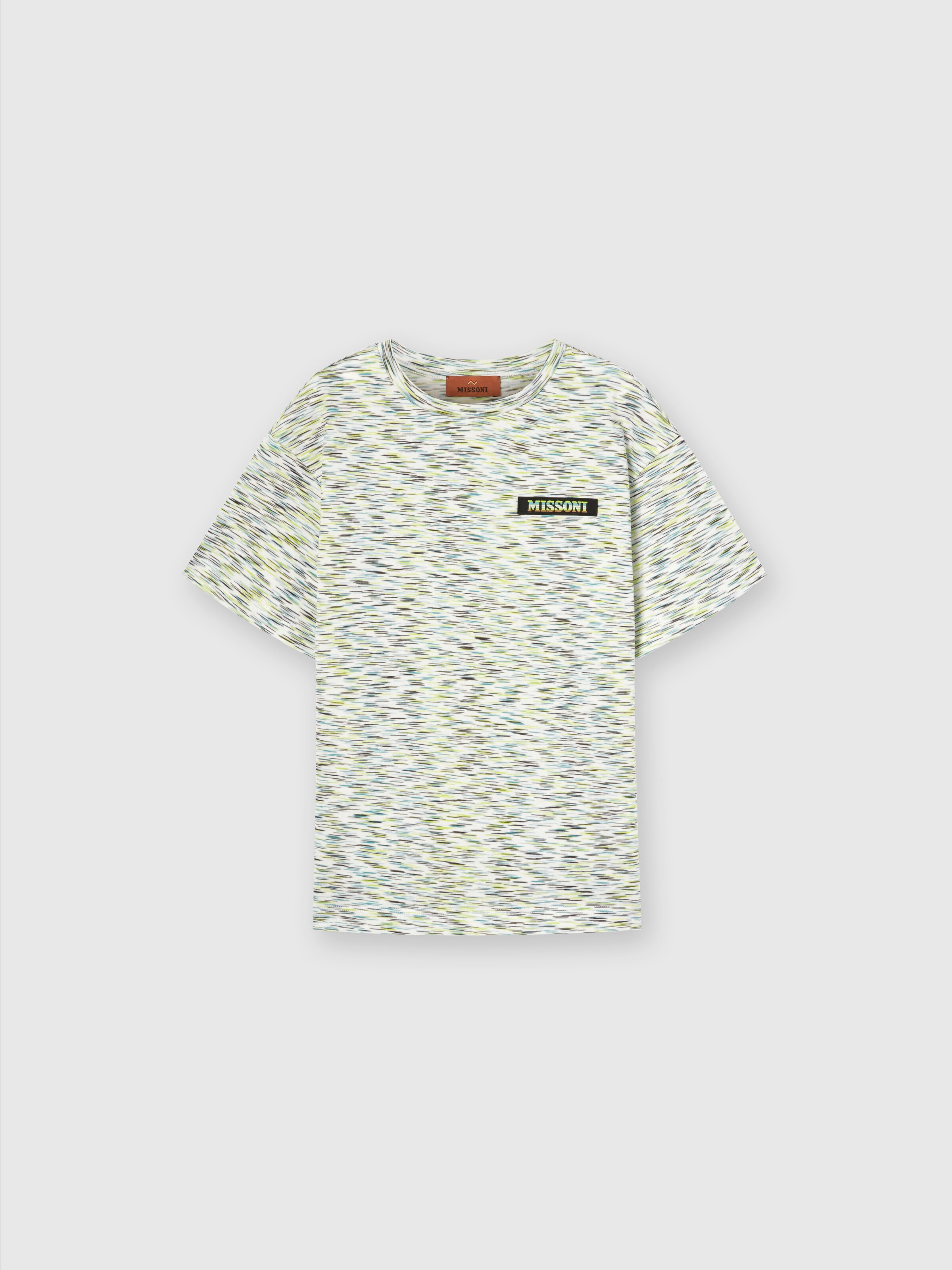Slub cotton T-shirt with logo lettering, Multicoloured  - 0