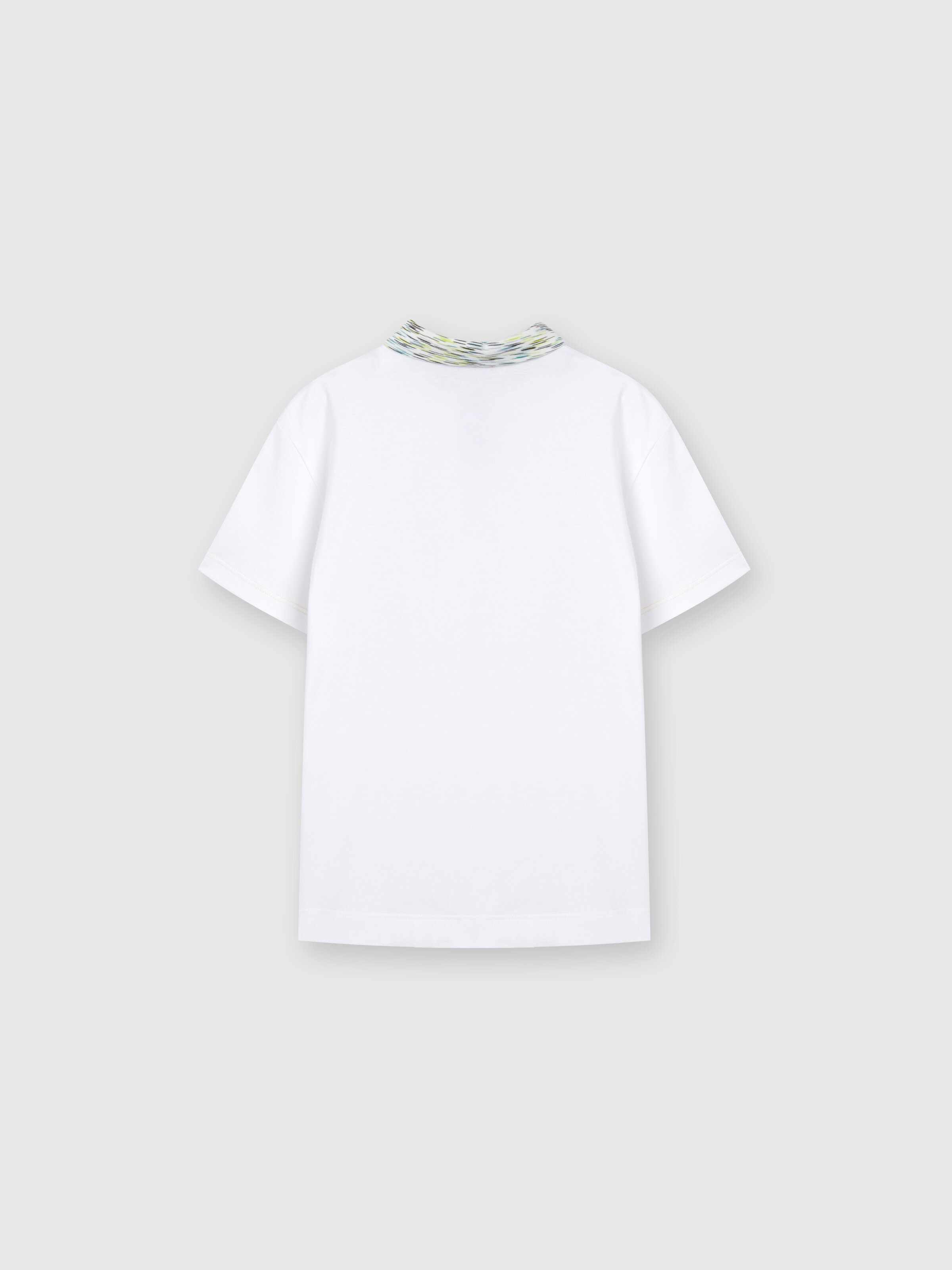 Short-sleeved cotton polo shirt with slub inserts, Multicoloured  - 1