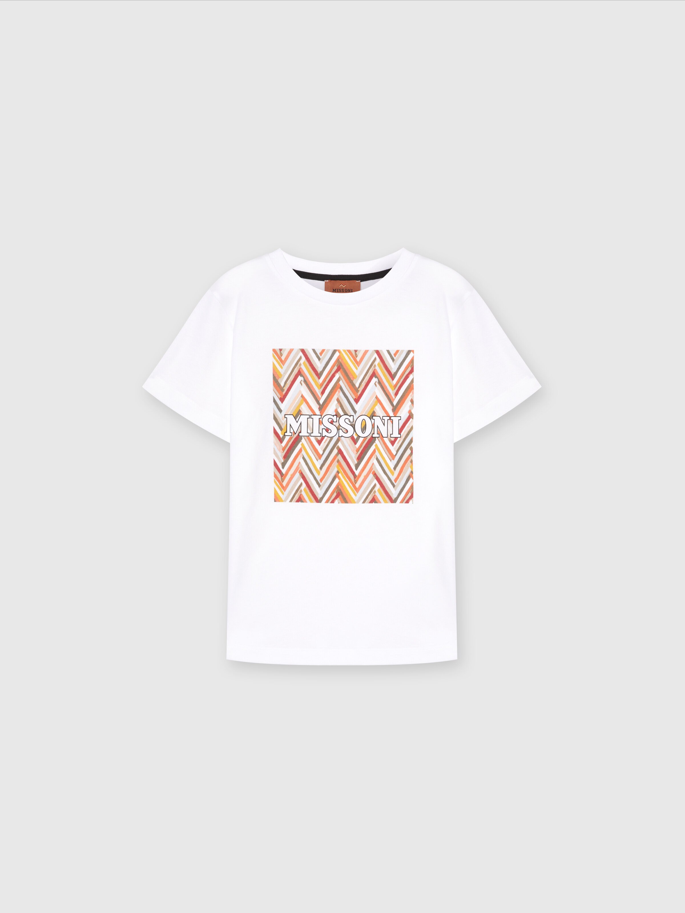 T-Shirt aus Baumwolljersey mit Chevron-Print und Logo, Mehrfarbig  - 0