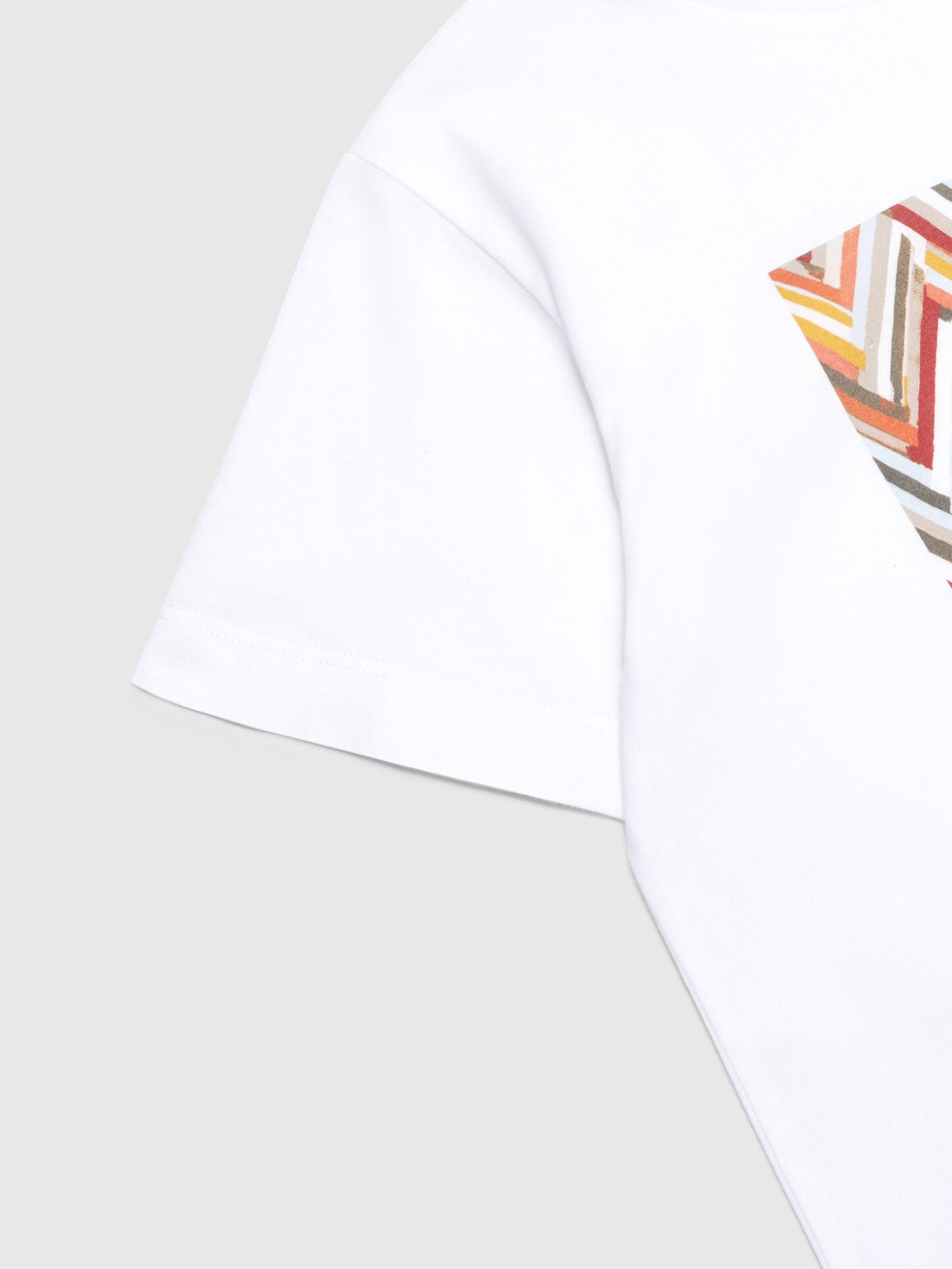 Cotton jersey T-shirt with chevron print and logo, Multicoloured  - 3