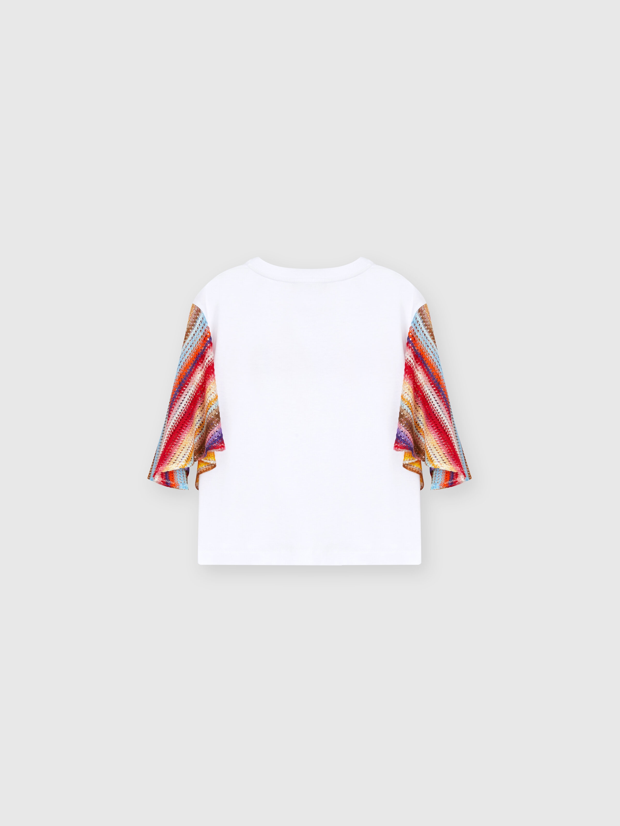 T-shirt en coton avec empiècements contrastant et imprimé logo, Multicolore  - 1
