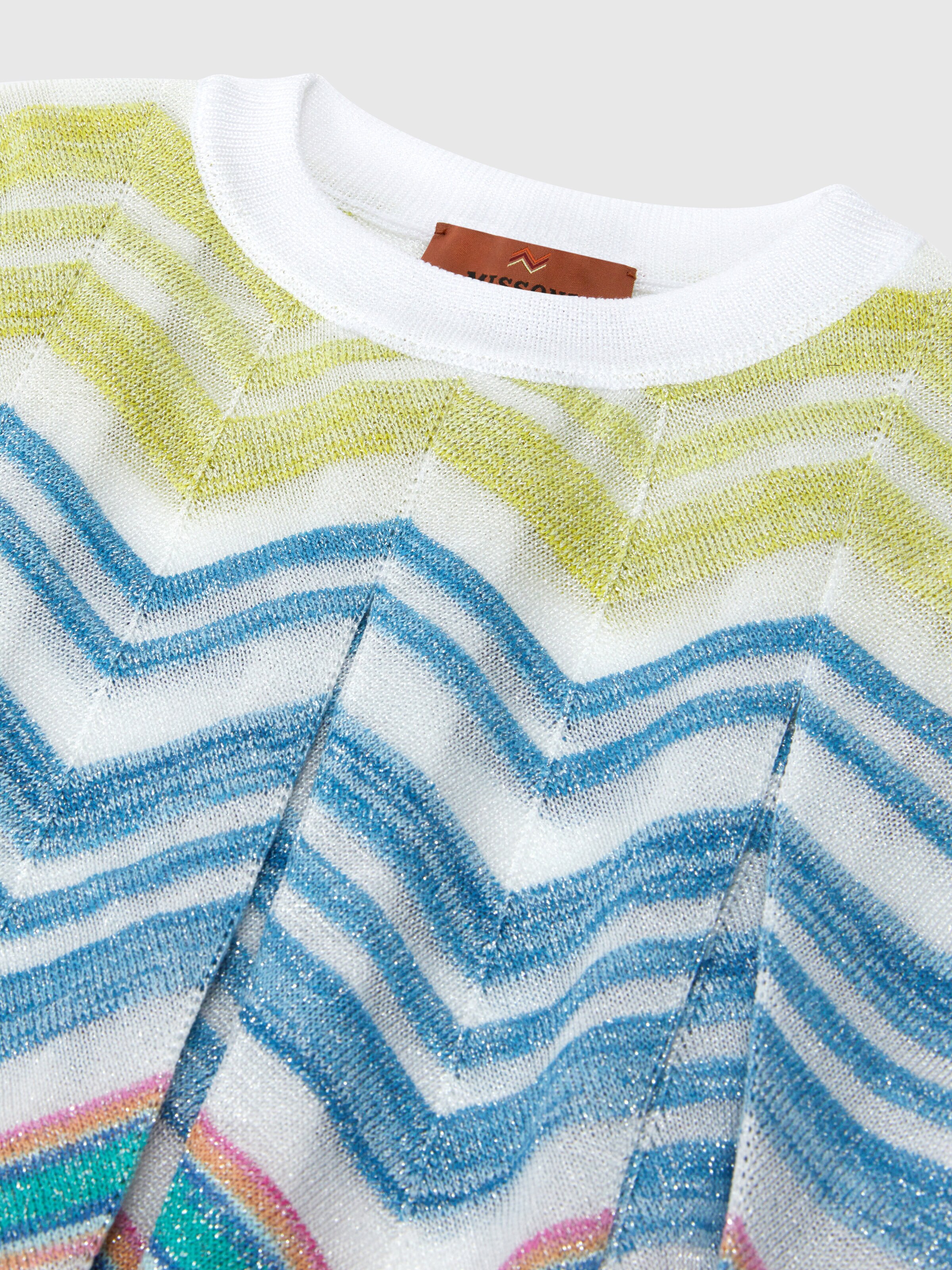 Sleeveless top in lamé viscose blend knit, Multicoloured  - 3
