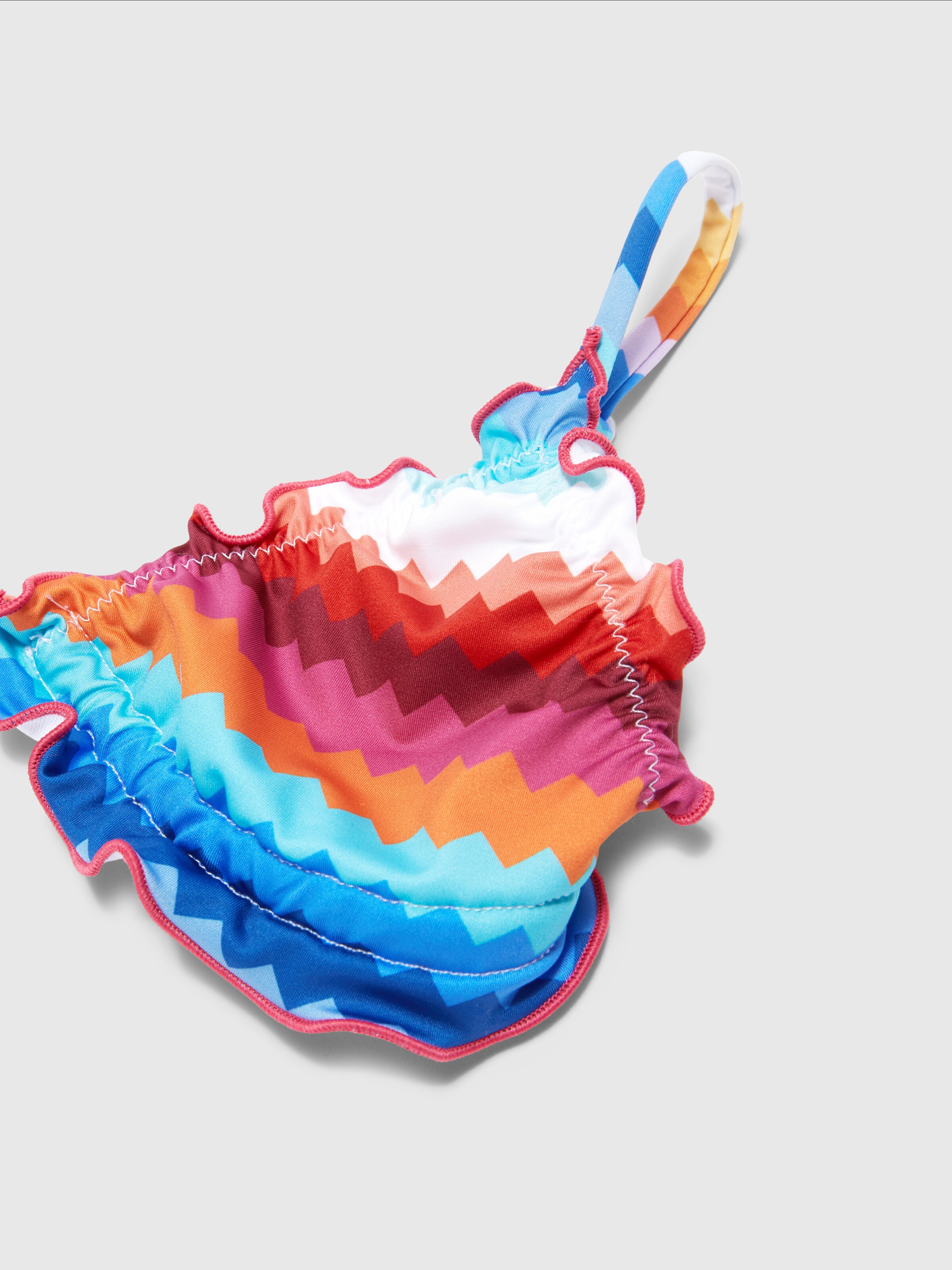 Bikini con motivo zig zag e logo , Multicolore  - 2