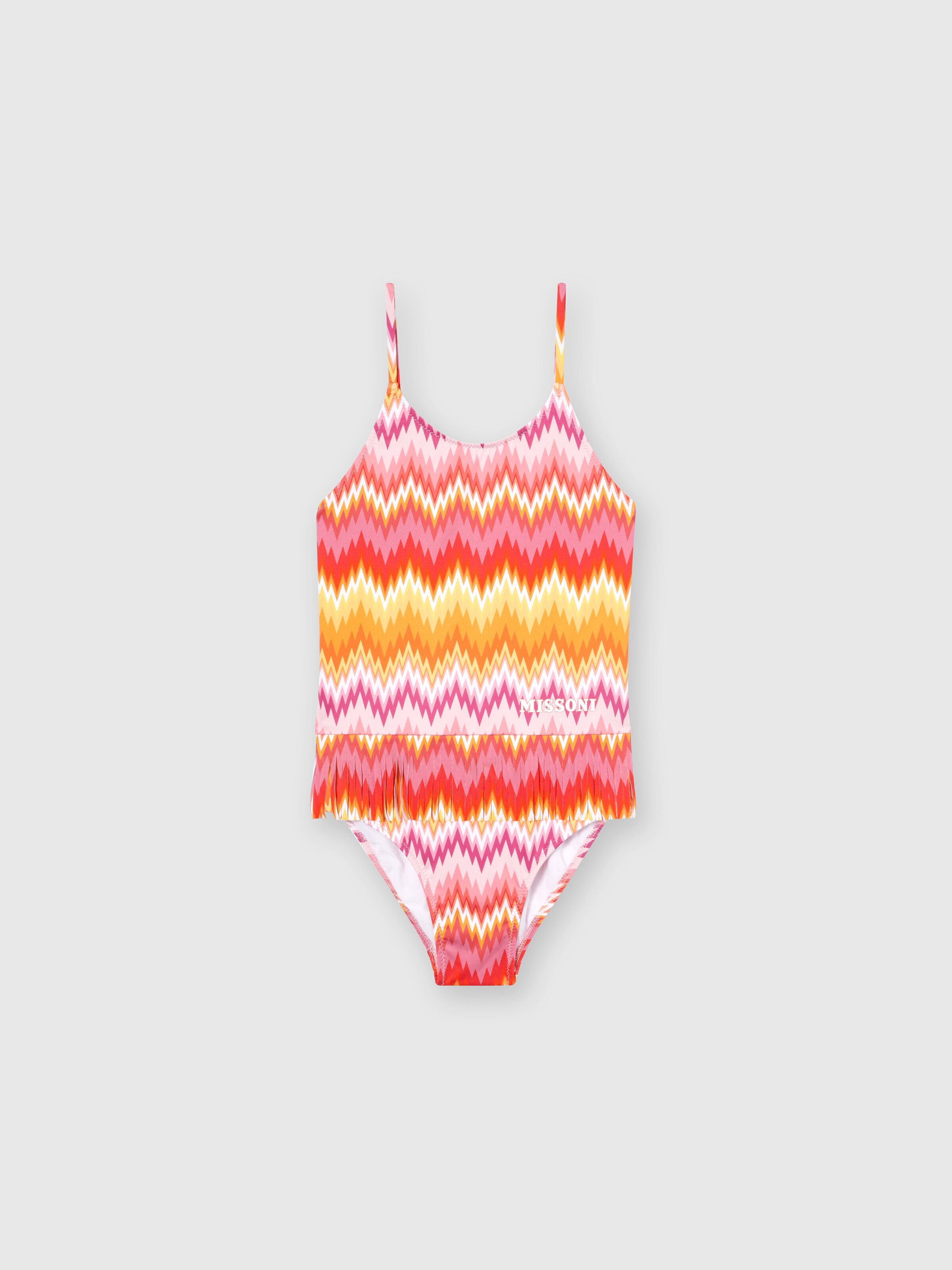Bañador de una pieza con motivo de espigas e inscripción del logotipo, Multicolor  - 0