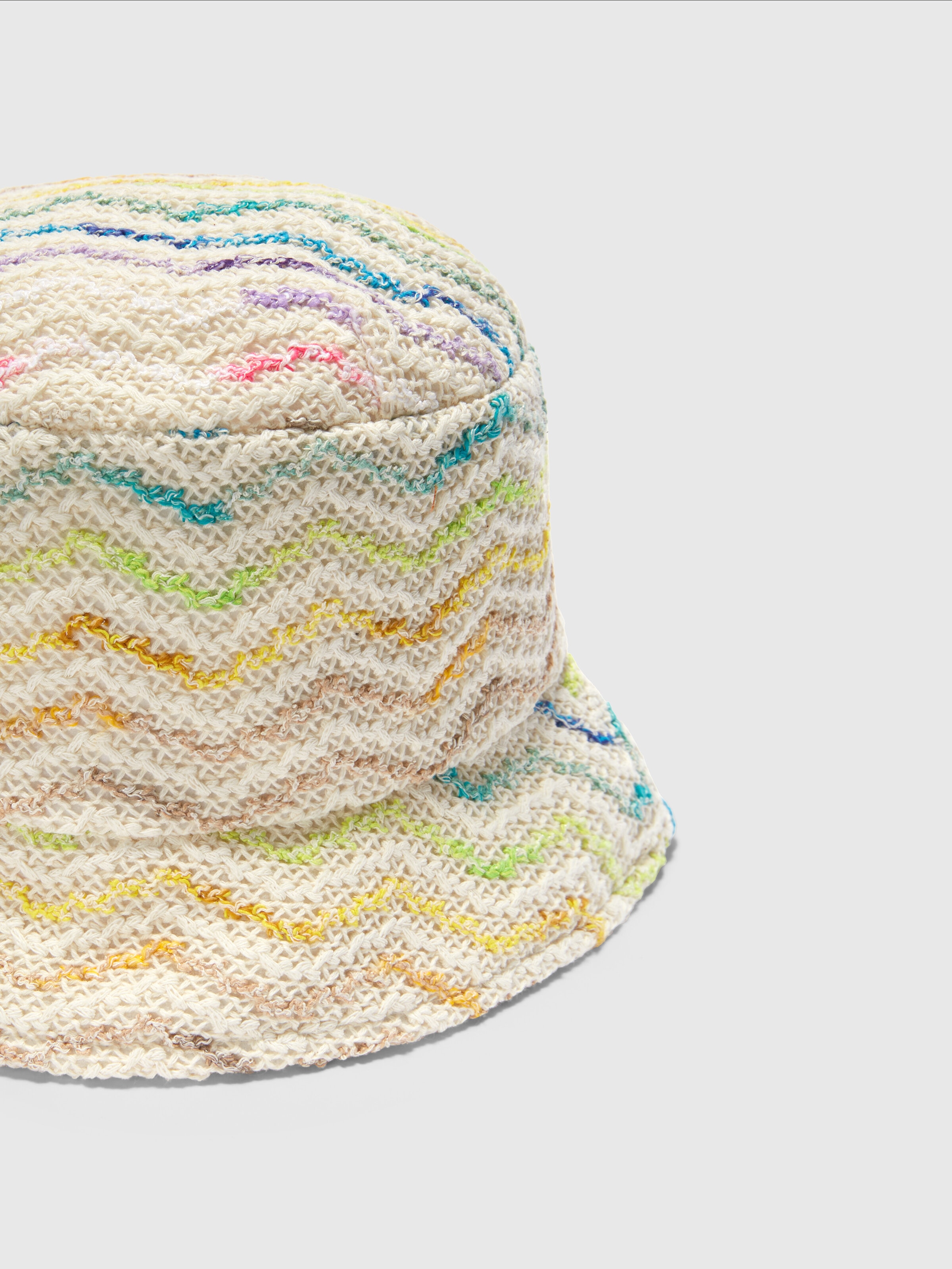 Gorro de pescador de punto en mezcla de algodón con estampado de espigas, Multicolor  - 1