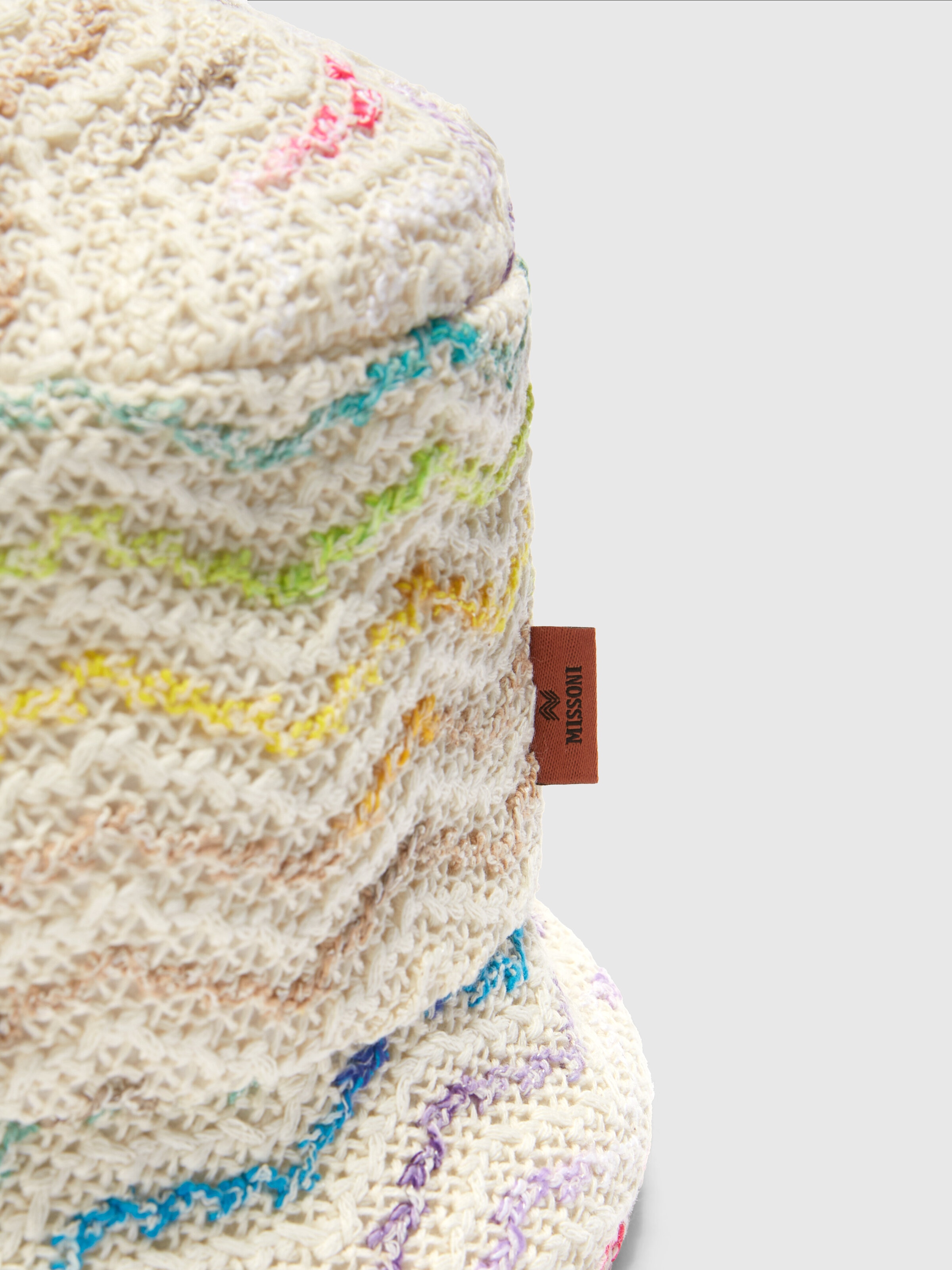 Bucket hat in maglia di misto cotone chevron, Multicolore  - 2