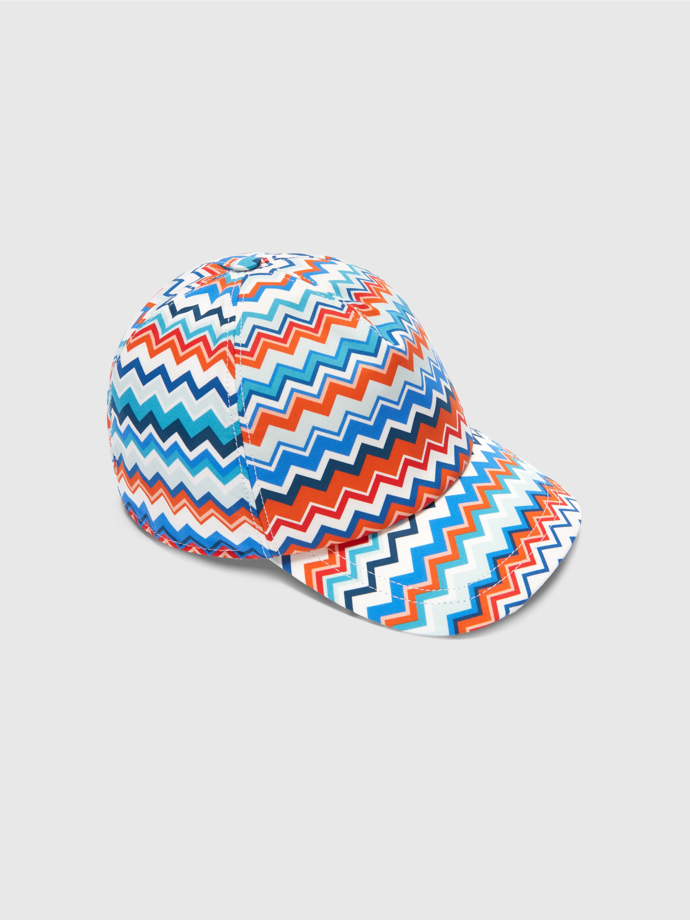 Hat with visor in cotton with zigzag pattern, Multicoloured  - 1
