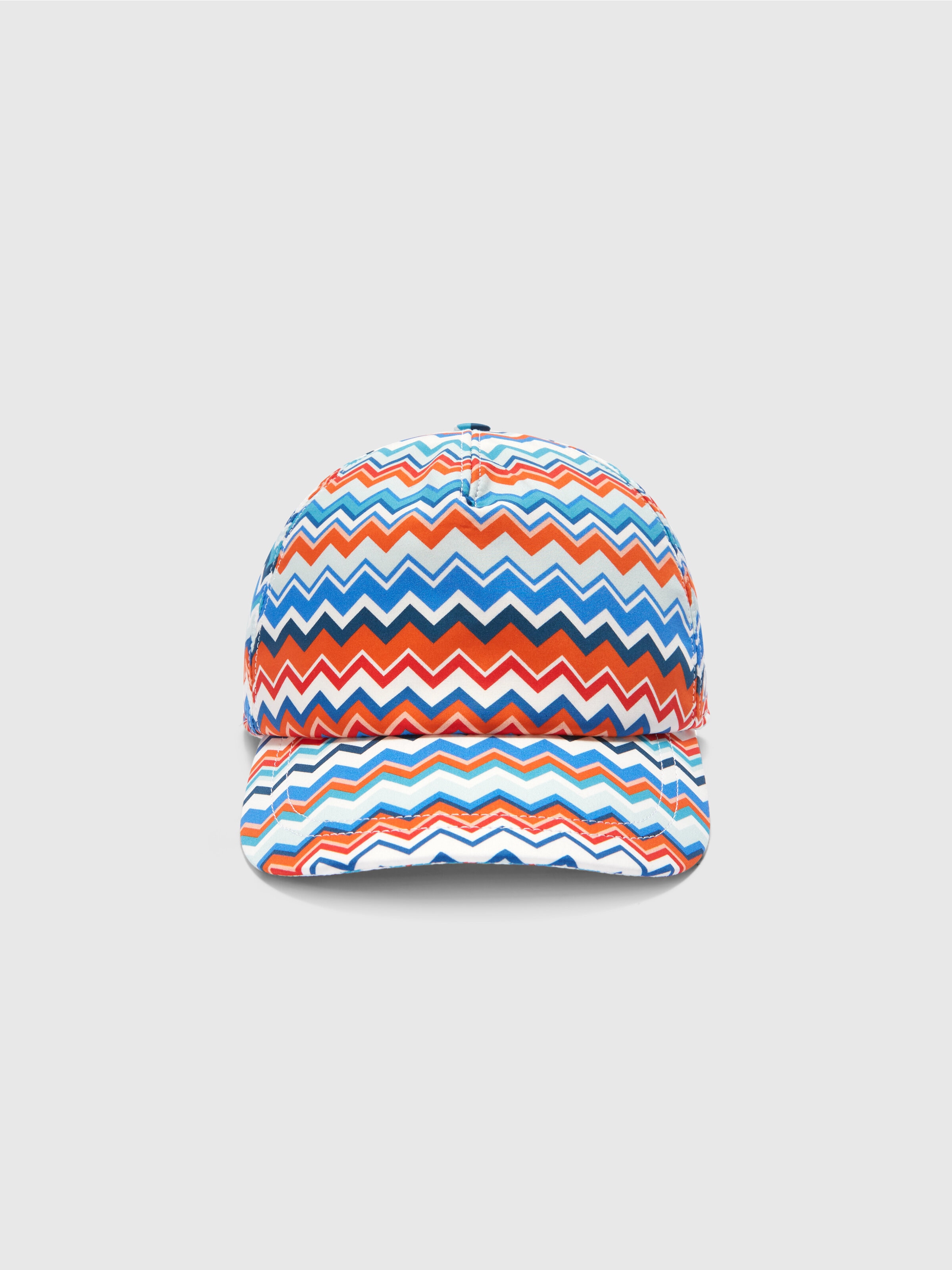 Hat with visor in cotton with zigzag pattern, Multicoloured  - 2