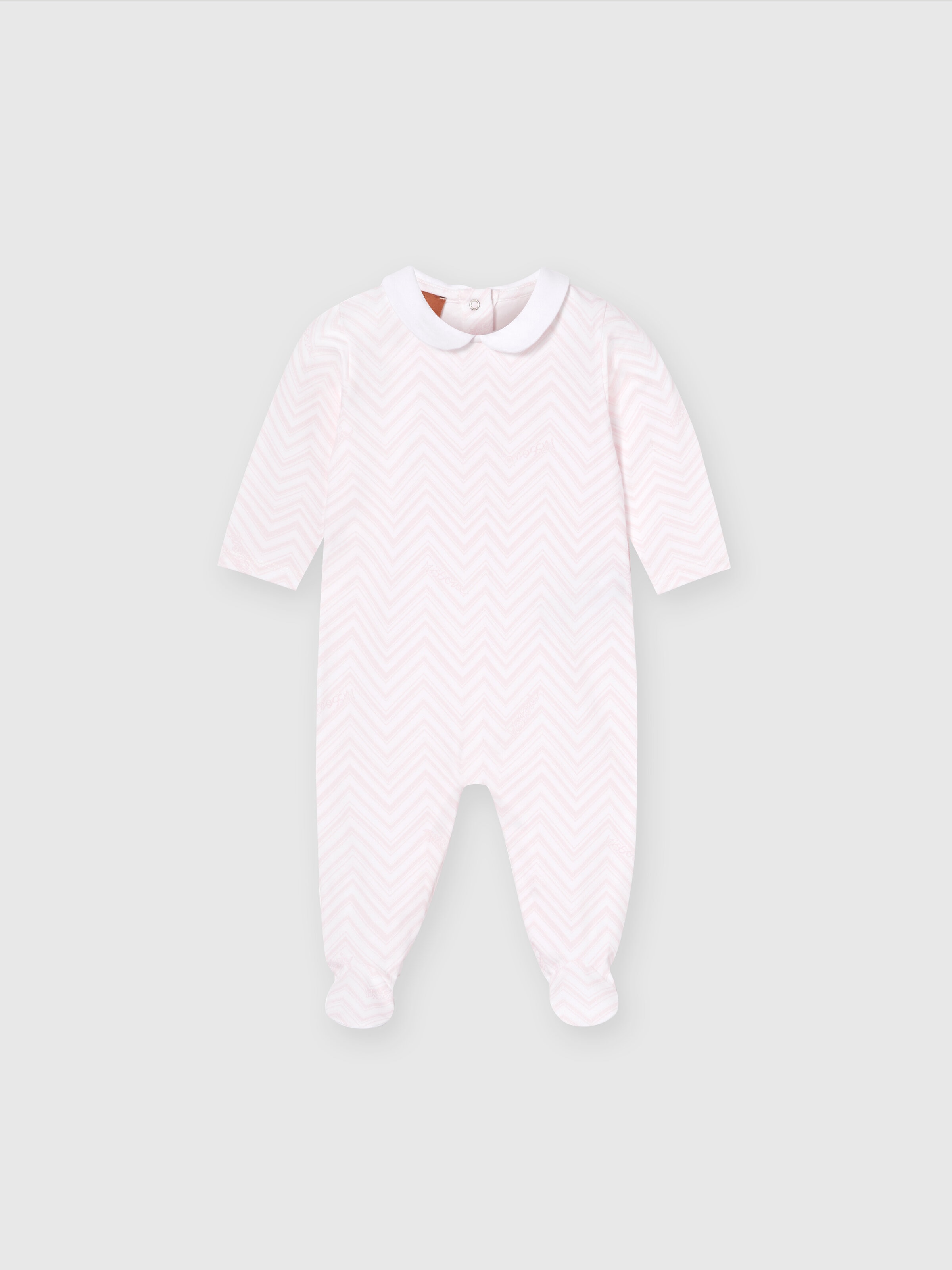 Two-piece set with cotton jumpsuit and docker hat with zigzag pattern, Multicoloured  - 1