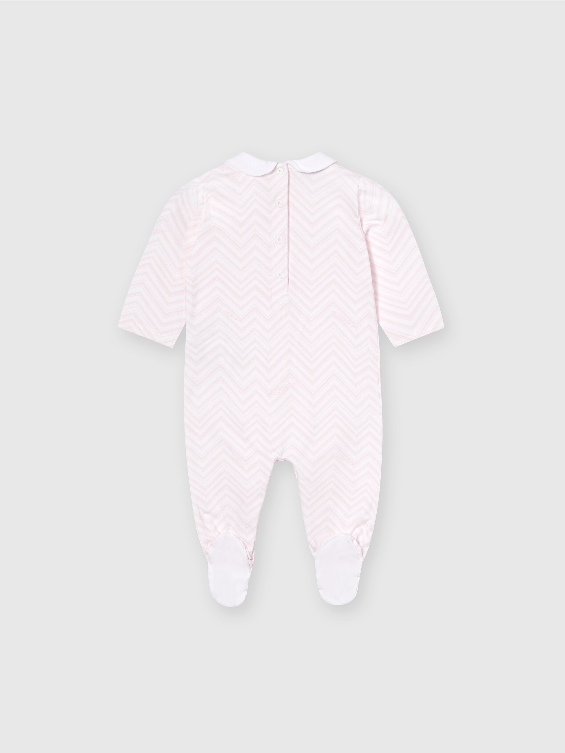 Two-piece set with cotton jumpsuit and docker hat with zigzag pattern, Multicoloured  - 2