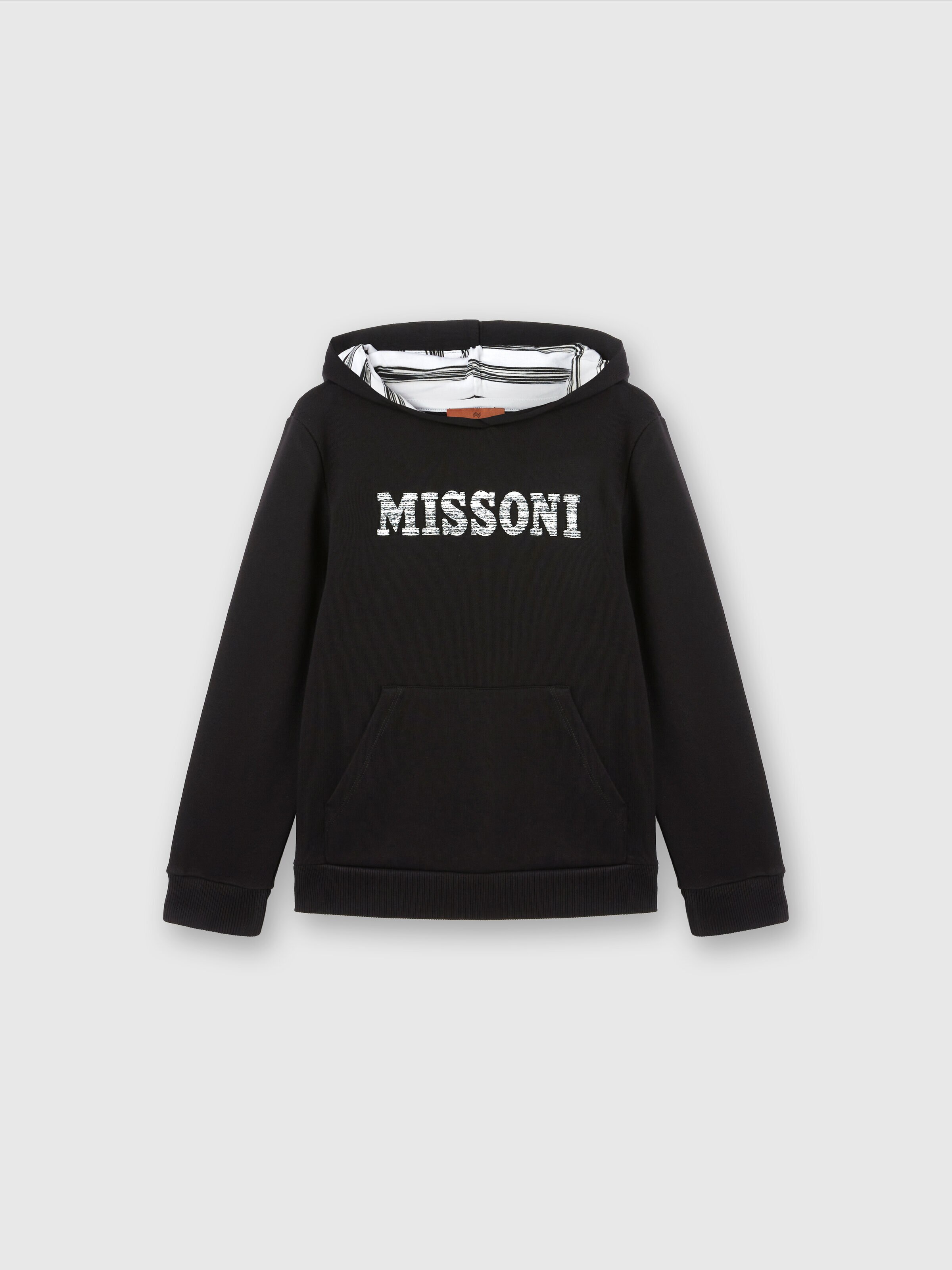 Sweatshirt aus Baumwolle mit Kapuze und Logo-Schriftzug , Weiß & Schwarz - 0