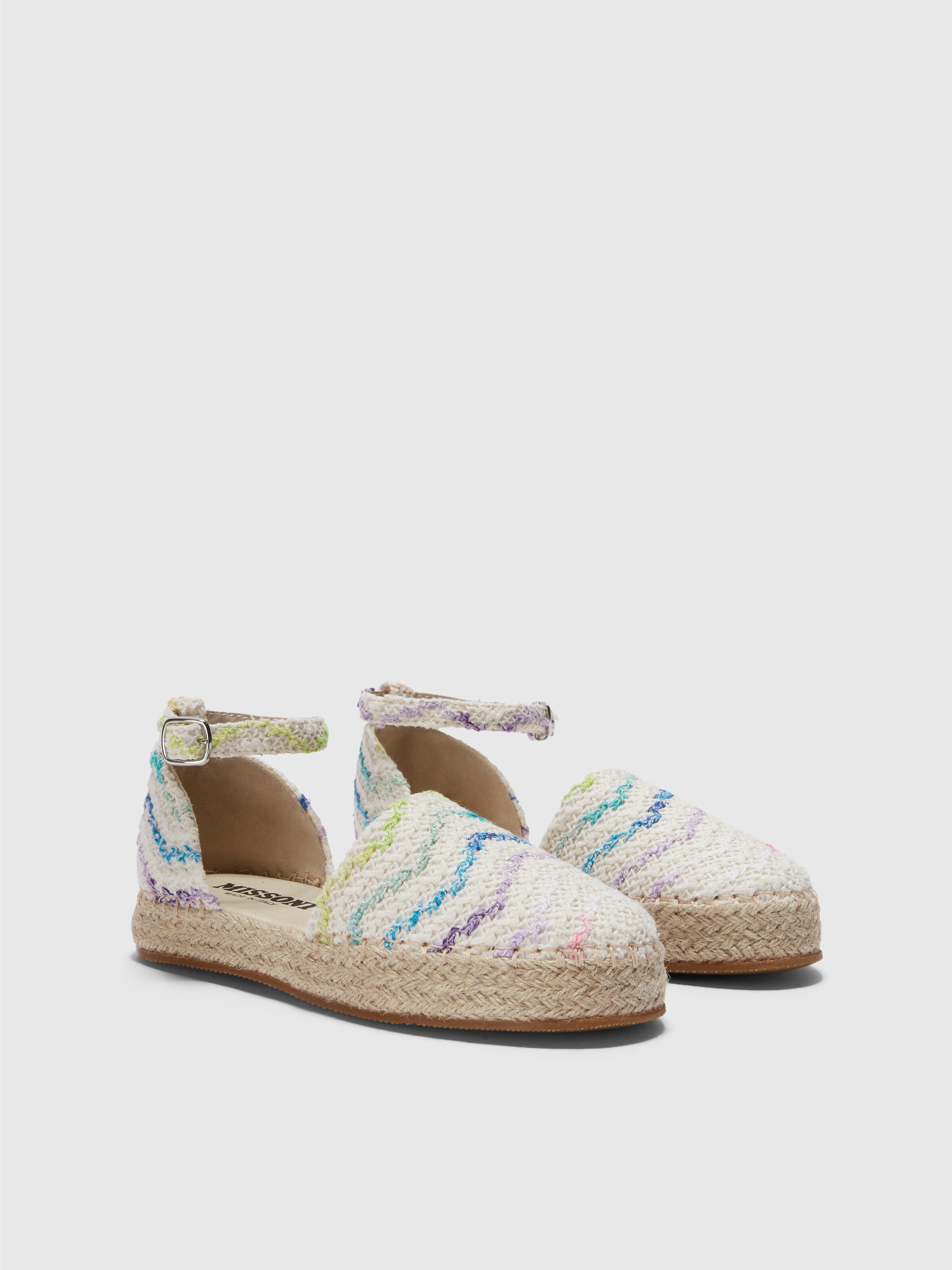 Espadrilles in chevron knit with strap, Multicoloured  - 1