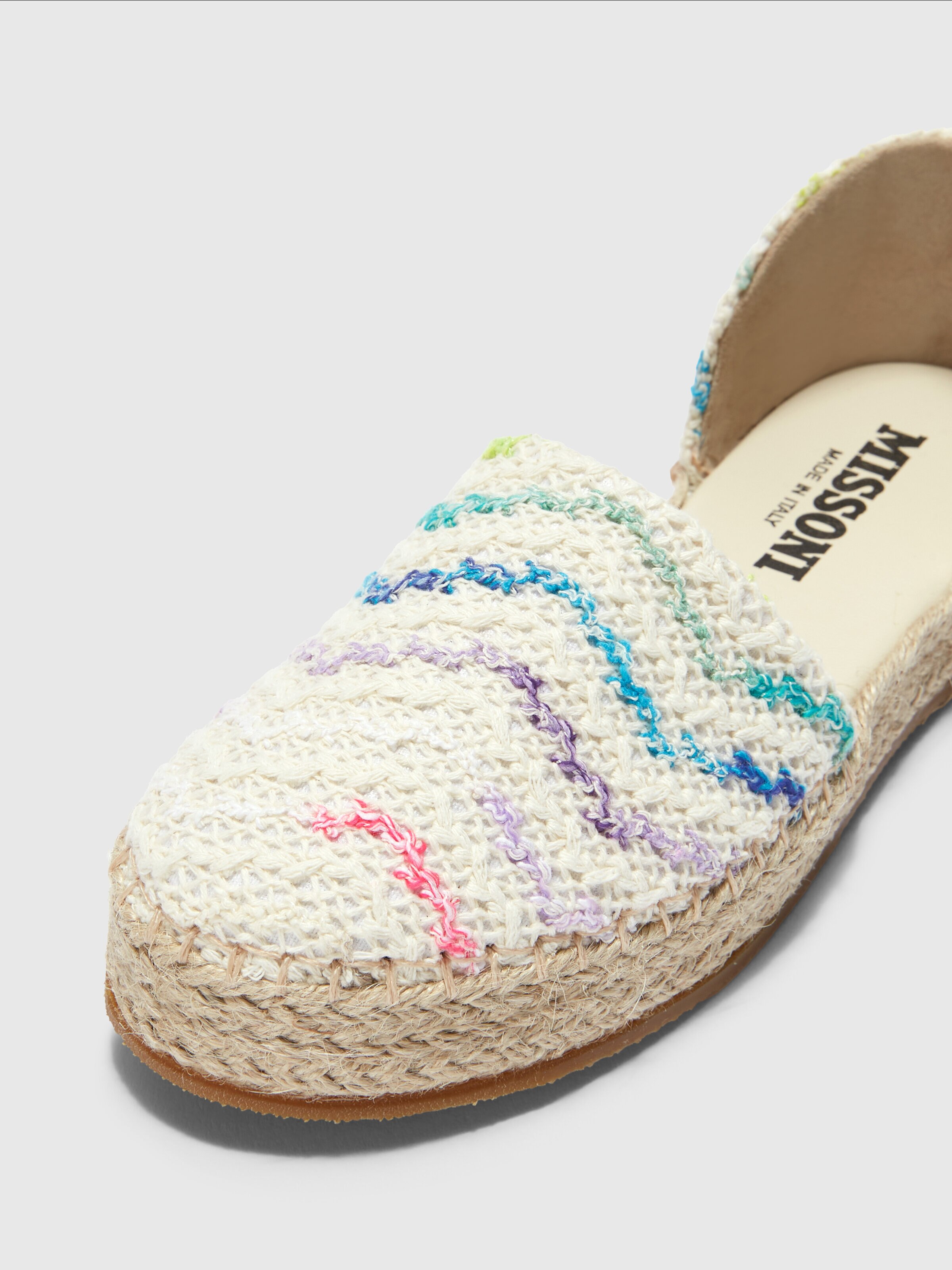 Espadrilles in chevron knit with strap, Multicoloured  - 3