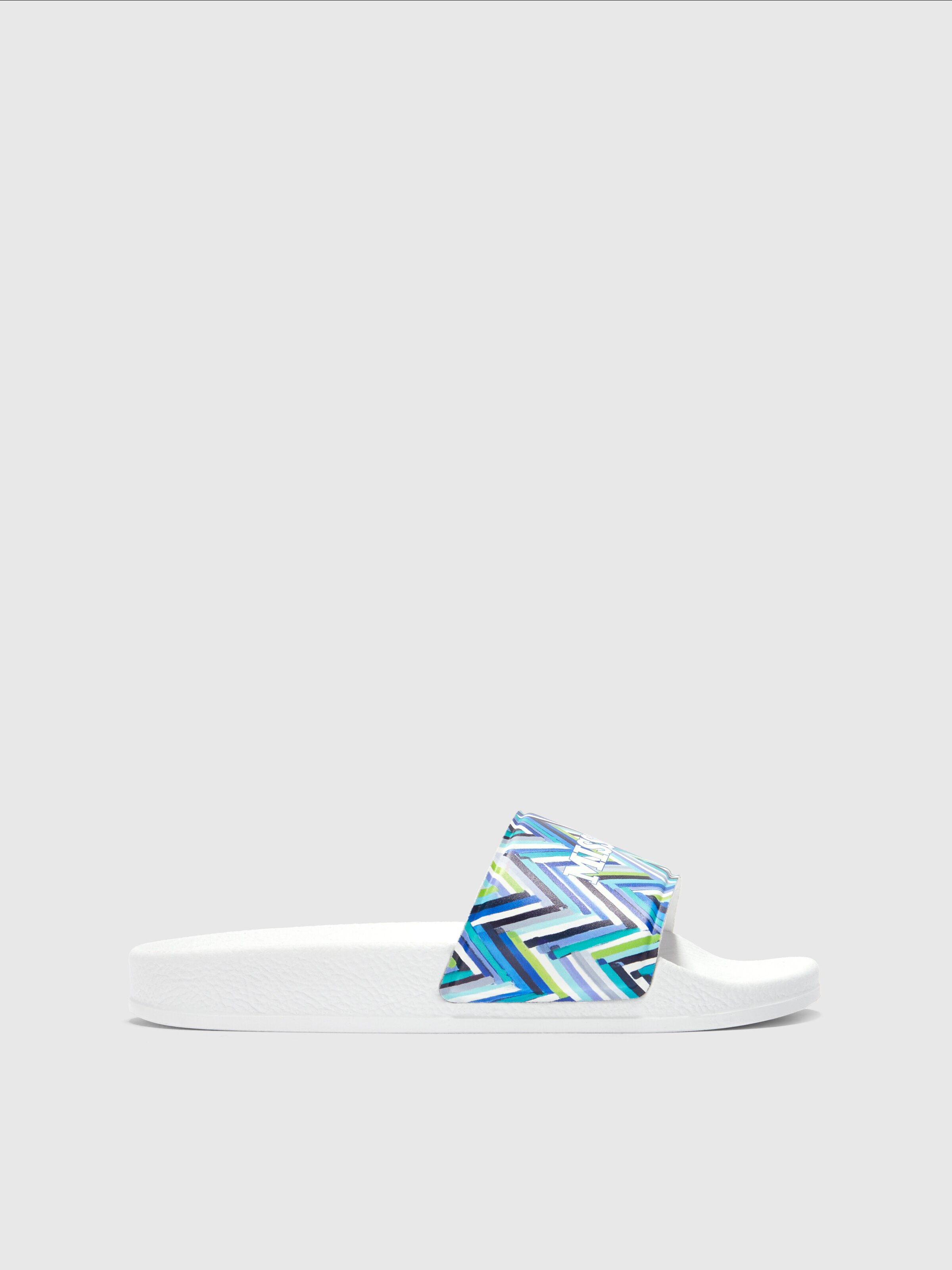 Mules avec motif à chevrons et imprimé logo, Multicolore  - 0