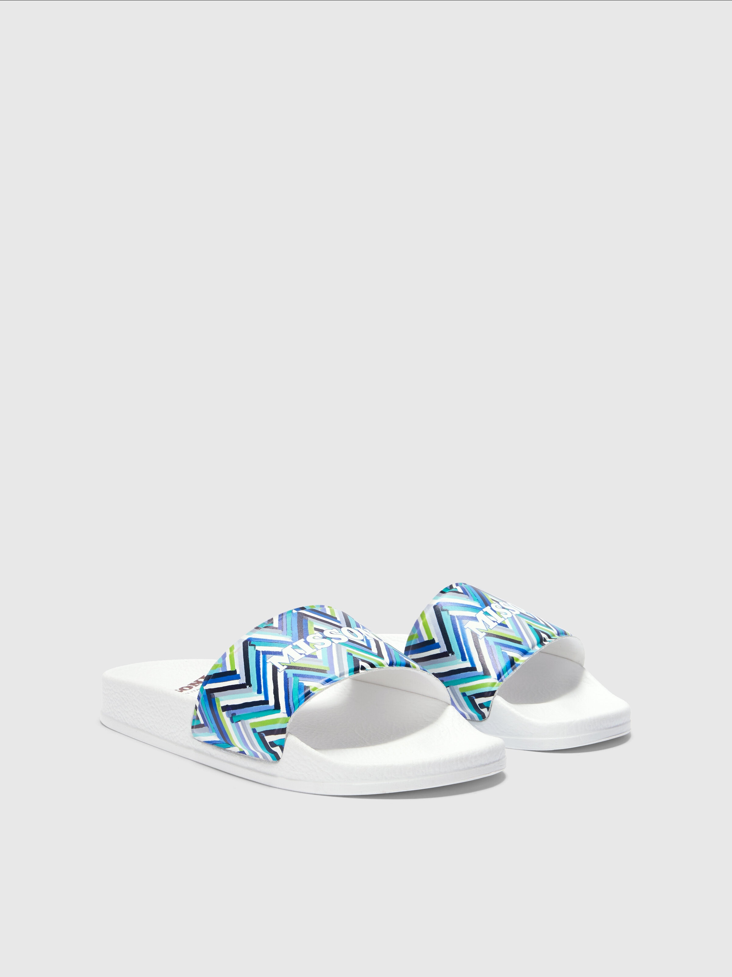 Slippers with chevron pattern and logo lettering, Multicoloured  - 1