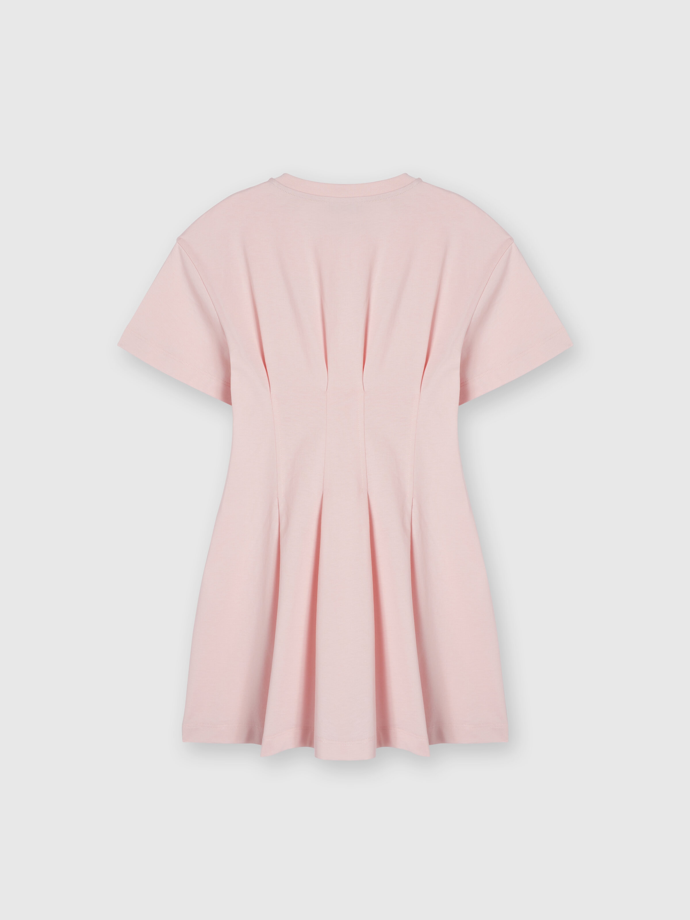 Short-sleeved cotton dress with logo lettering, Pink   - 1