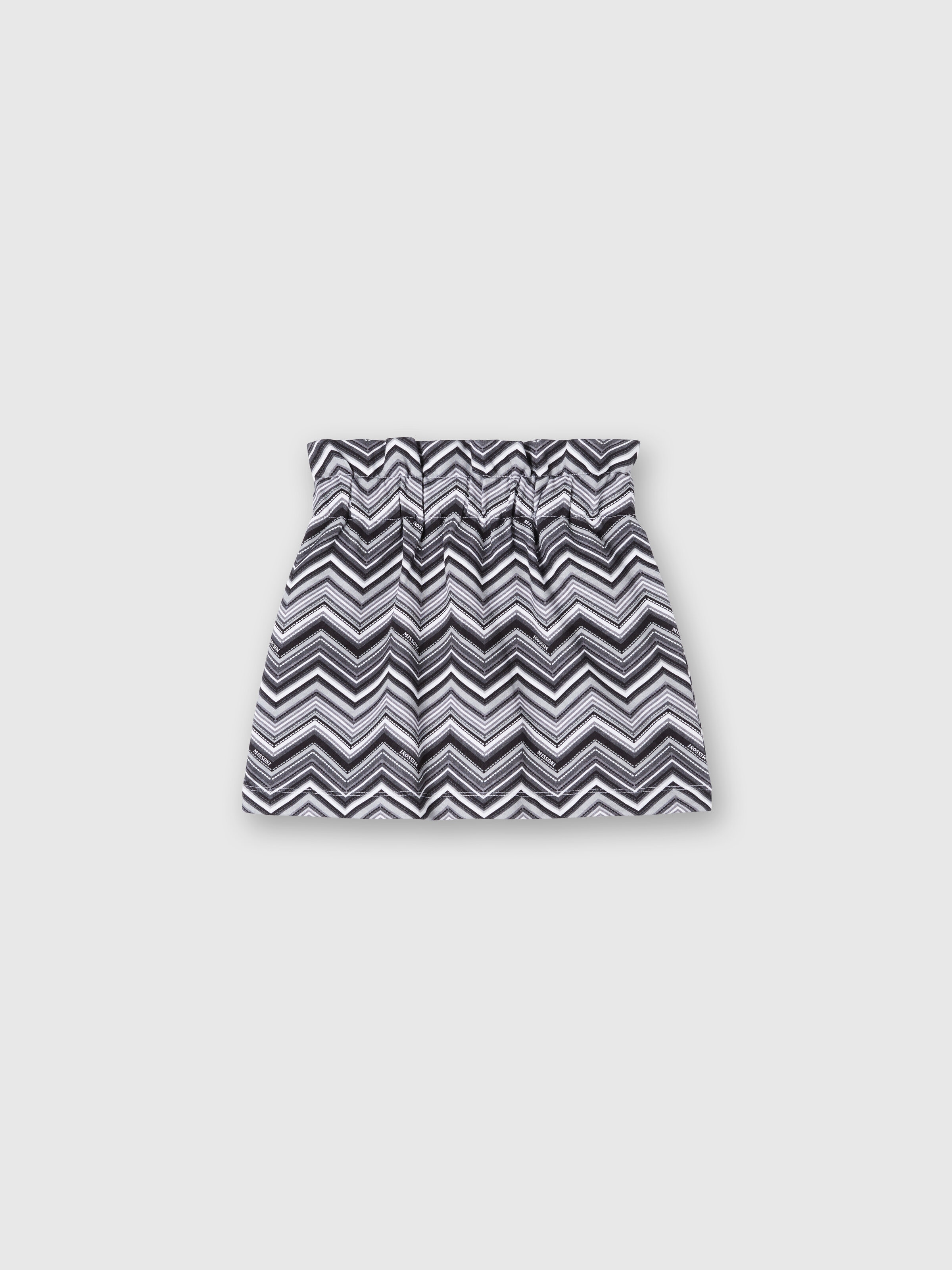 Zig zag cotton skirt with logo, Black & Multicoloured  - 0