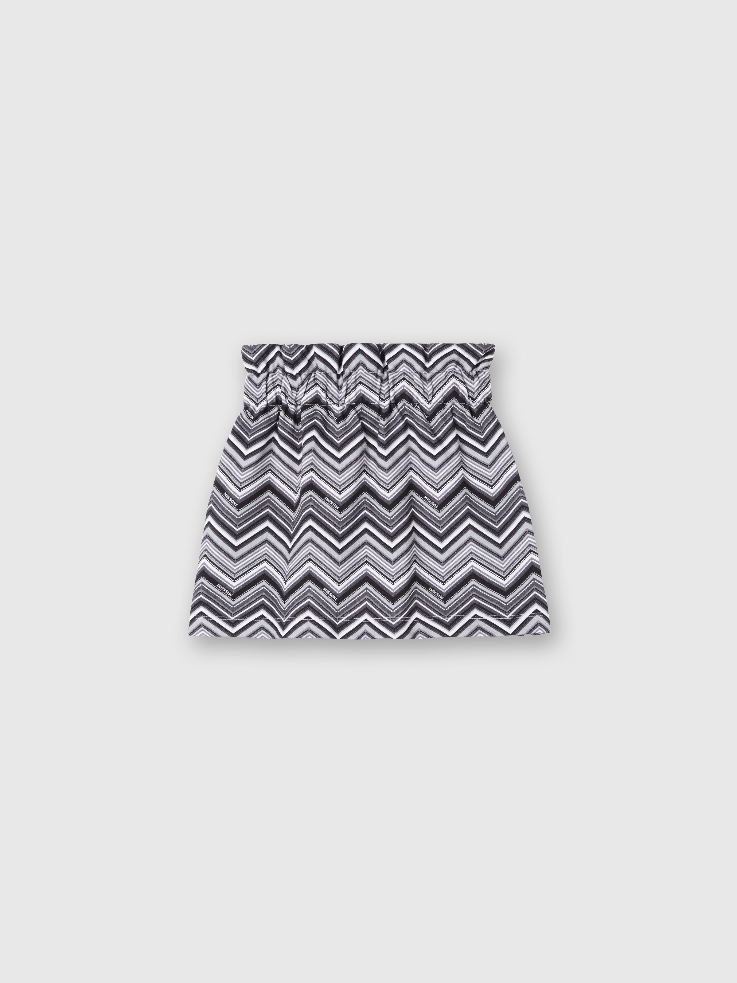 Zig zag cotton skirt with logo, Black & Multicoloured  - 1