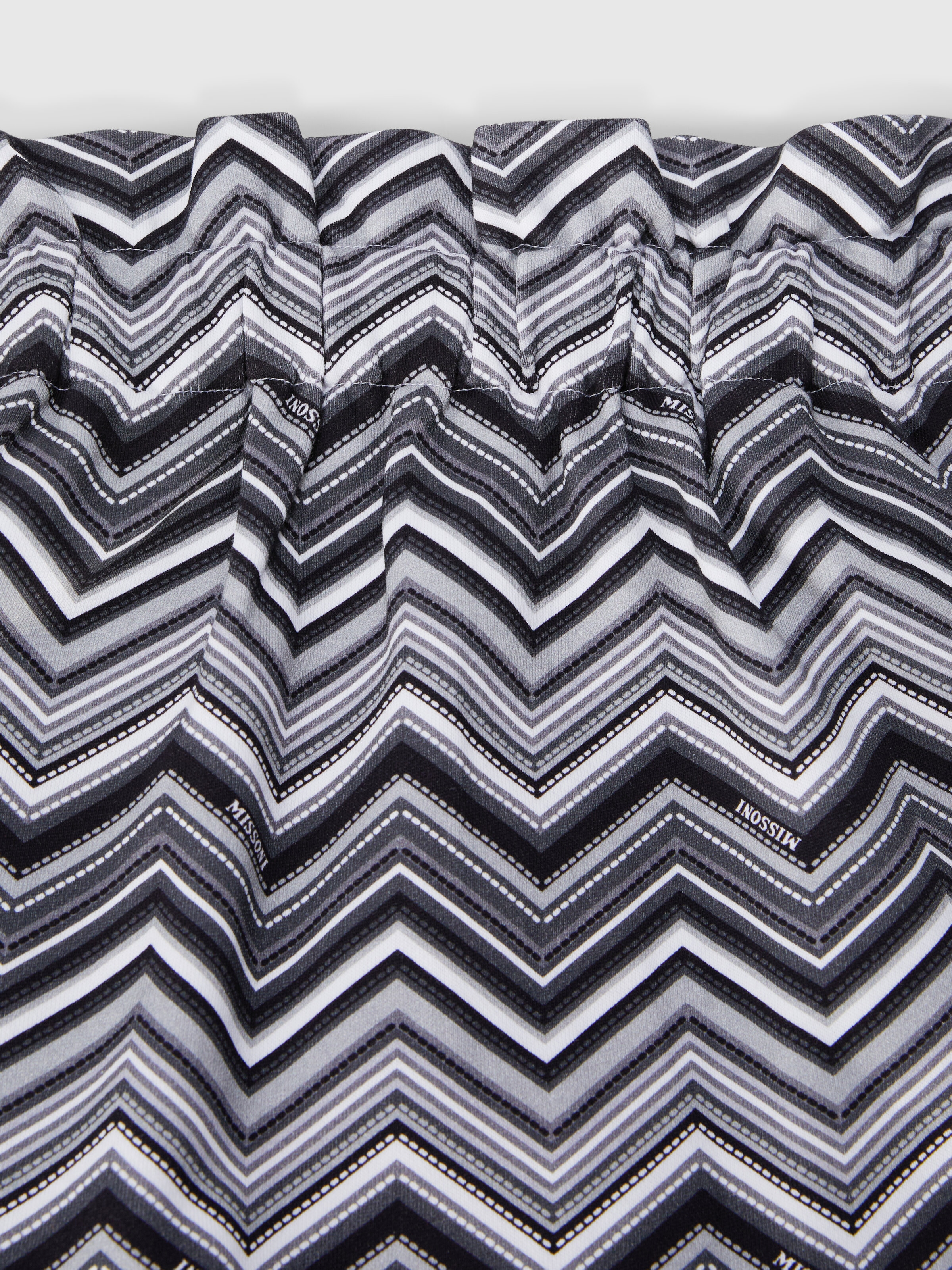 Zig zag cotton skirt with logo, Black & Multicoloured  - 3