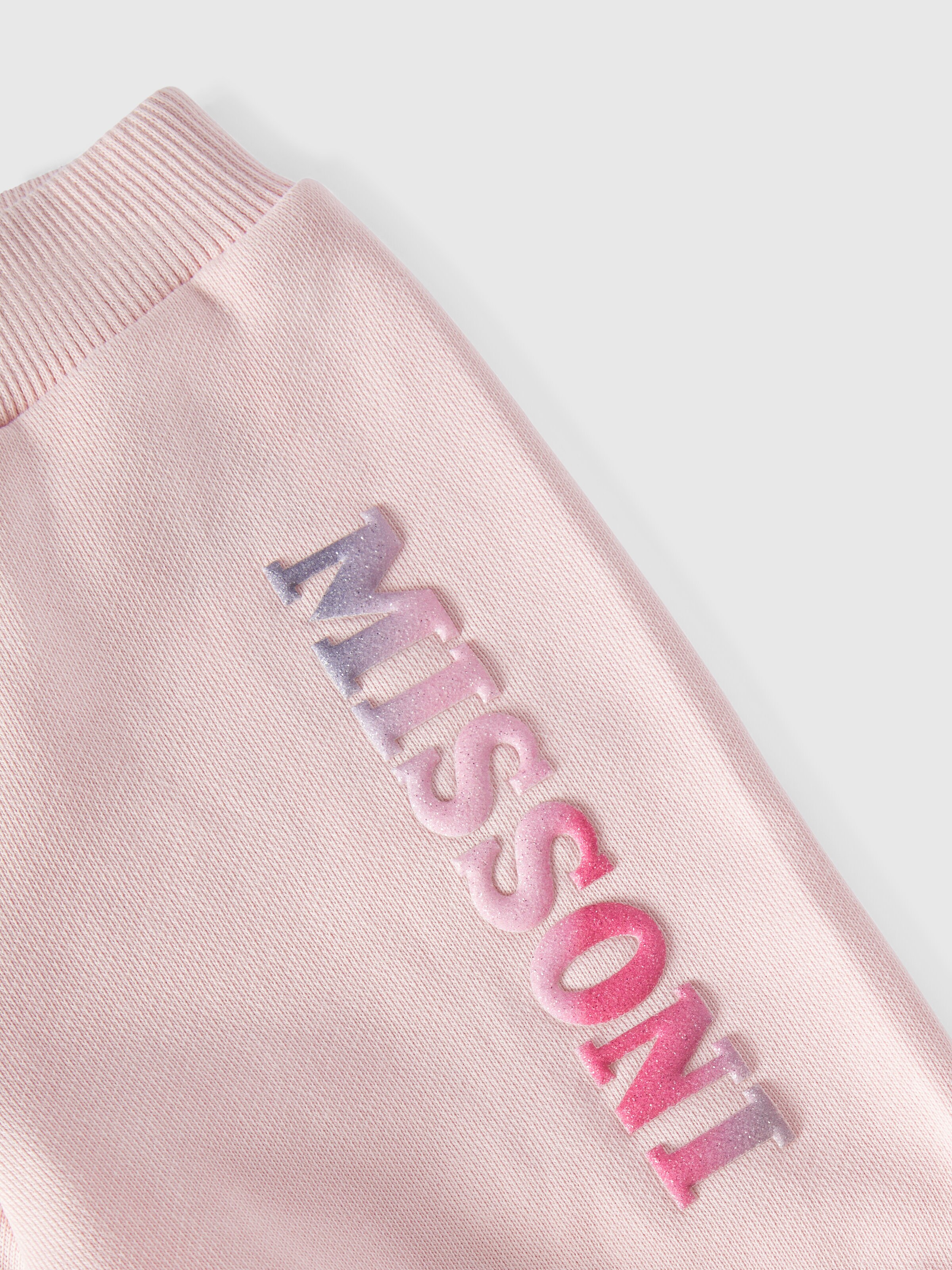 Cotton joggers with ruffles on the bottom and logo, Pink   - 2
