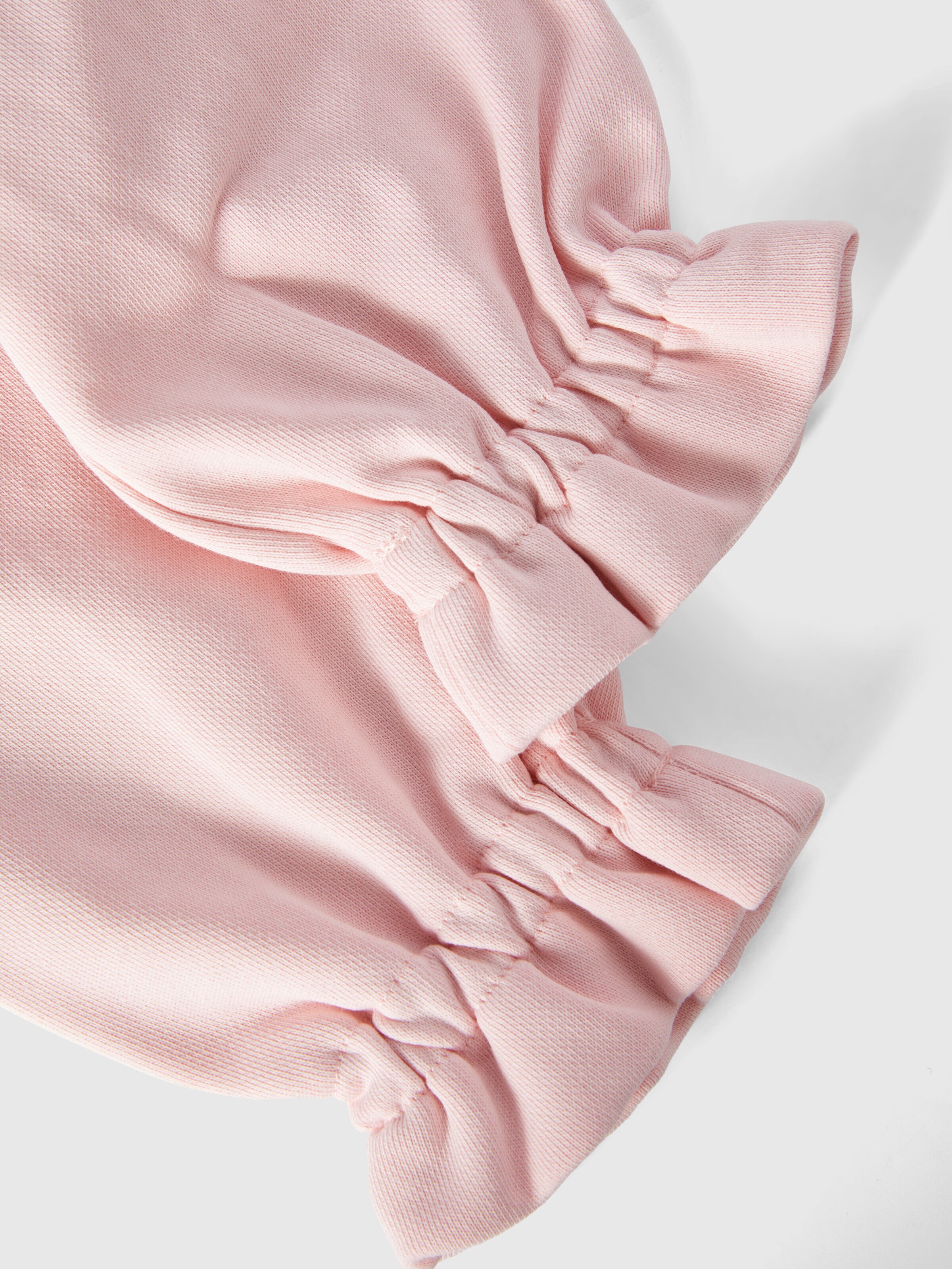 Cotton joggers with ruffles on the bottom and logo, Pink   - 3