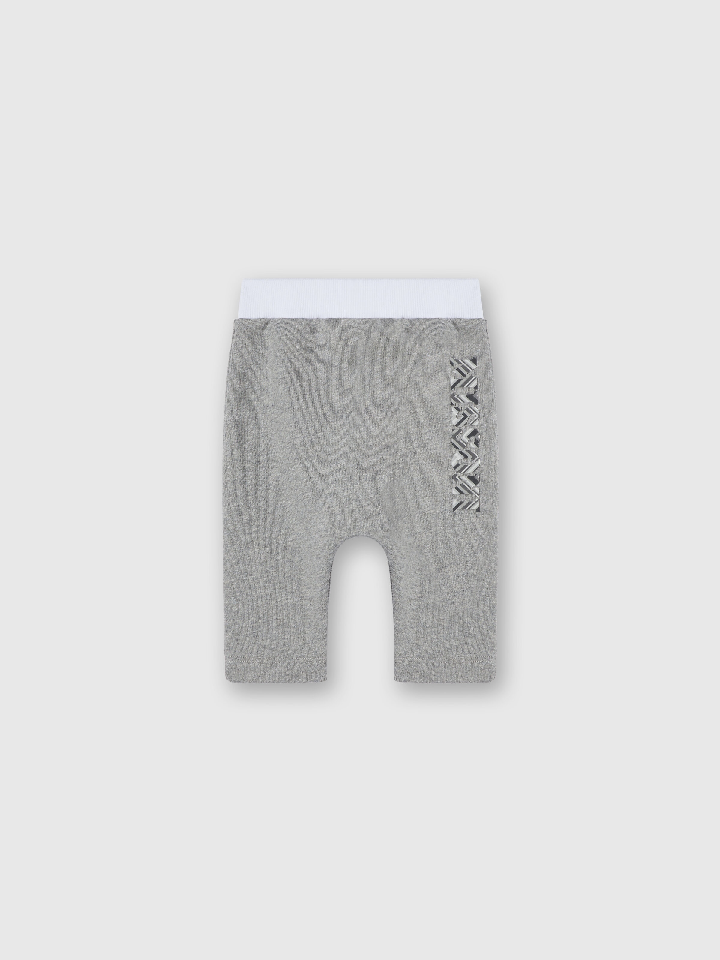 Cotton joggers with embossed logo print, Grey - 0