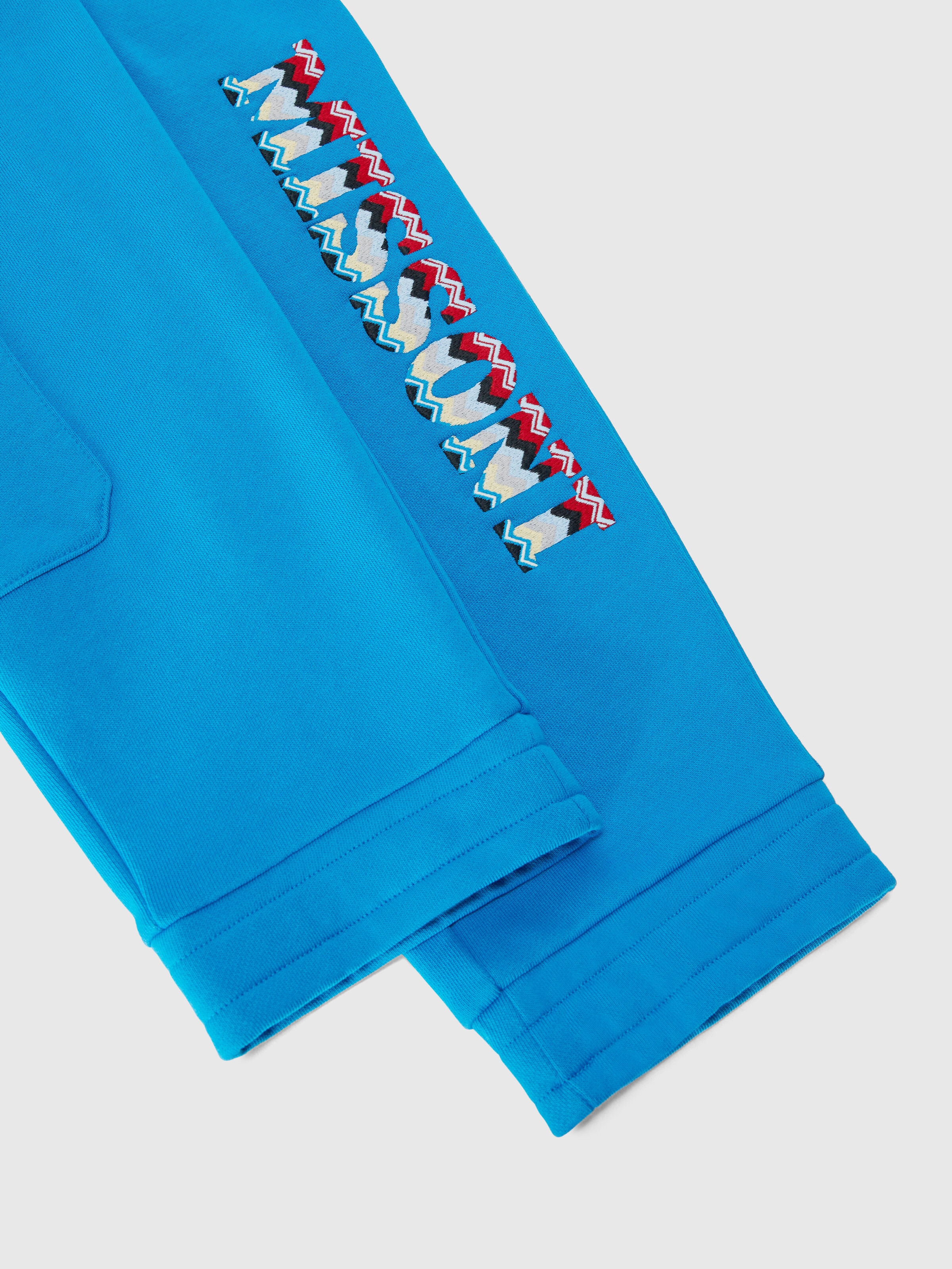 Cotton cargo joggers with logo lettering, Sky Blue - 3