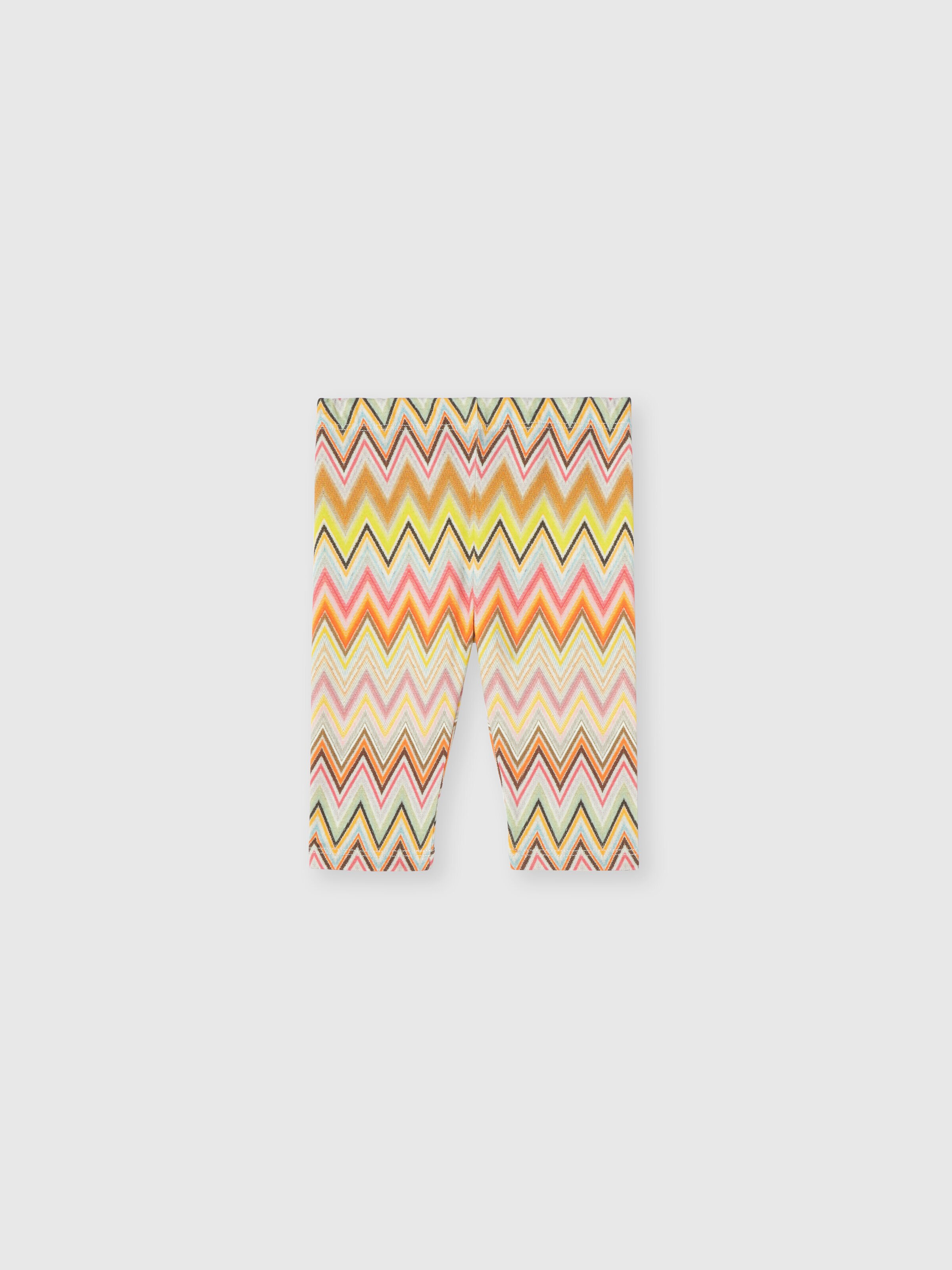 Leggings in zigzag stretch cotton, Beige & Multicoloured  - 0