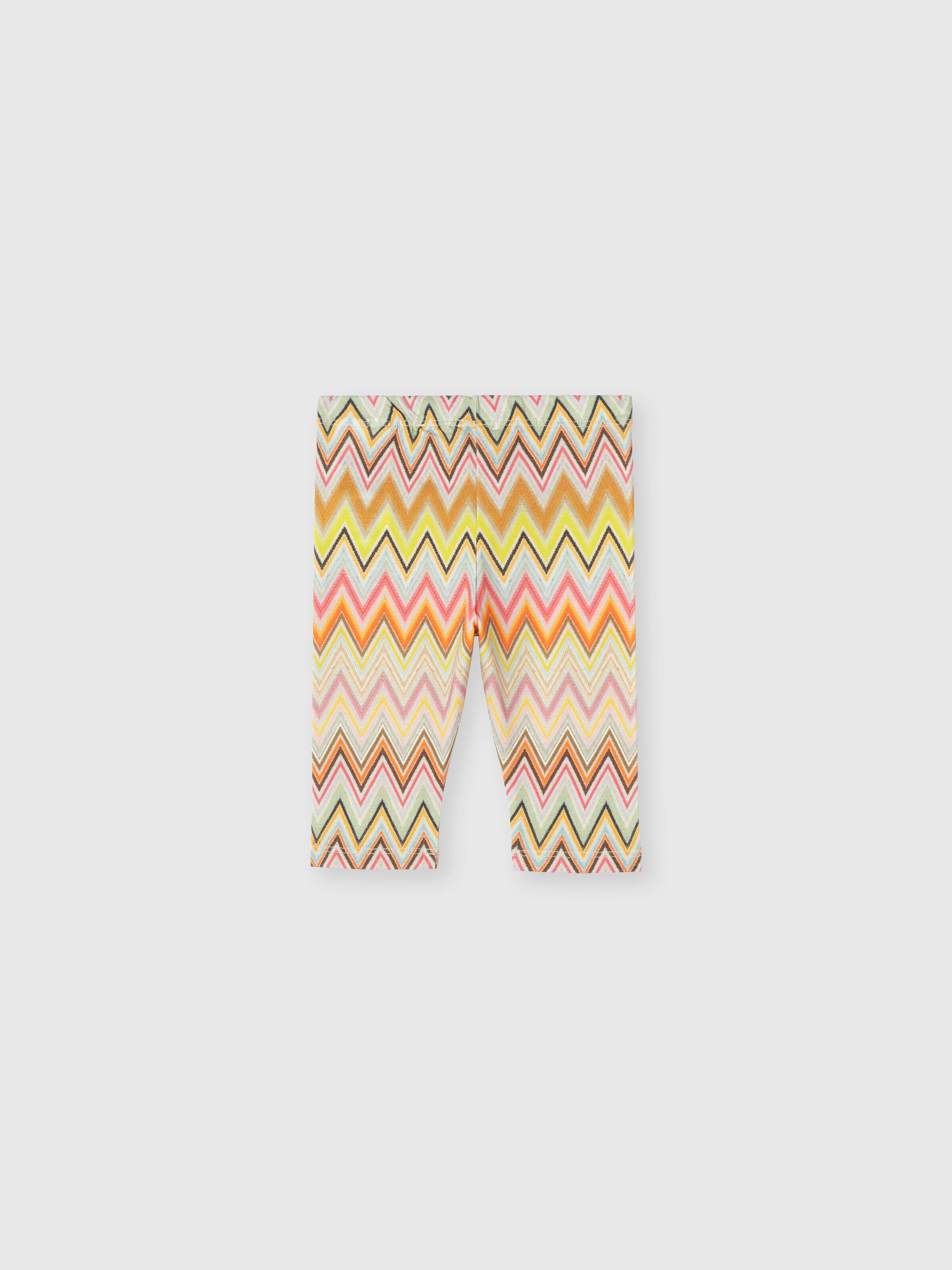 Leggings in zigzag stretch cotton, Beige & Multicoloured  - 1