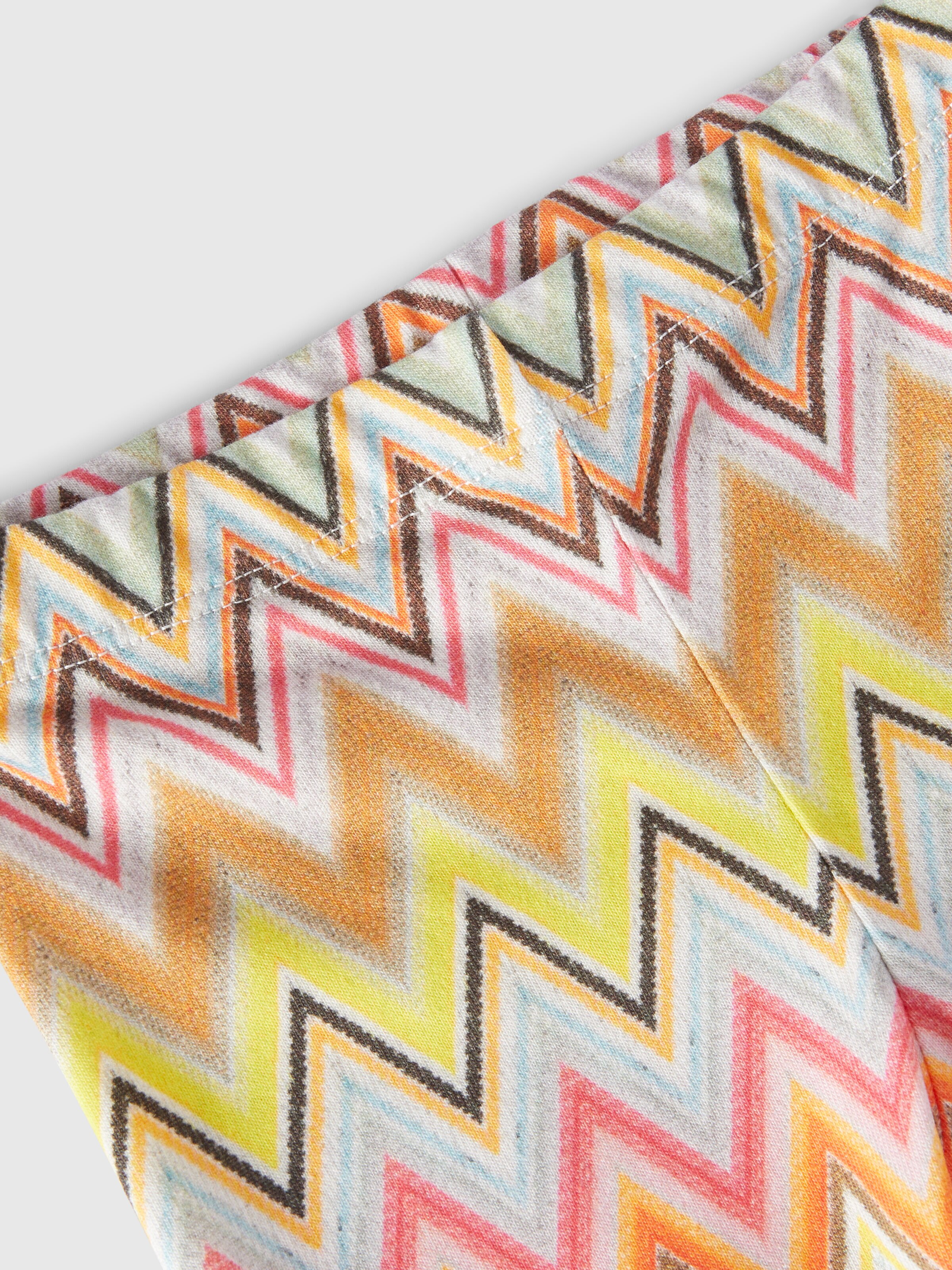Leggings in zigzag stretch cotton, Beige & Multicoloured  - 2