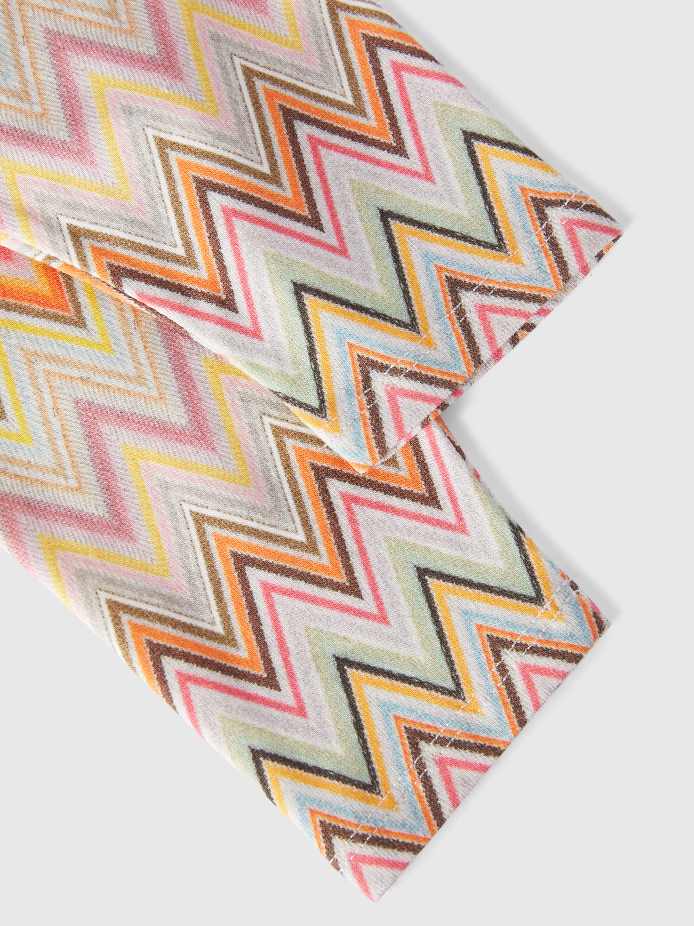 Leggings in zigzag stretch cotton, Beige & Multicoloured  - 3