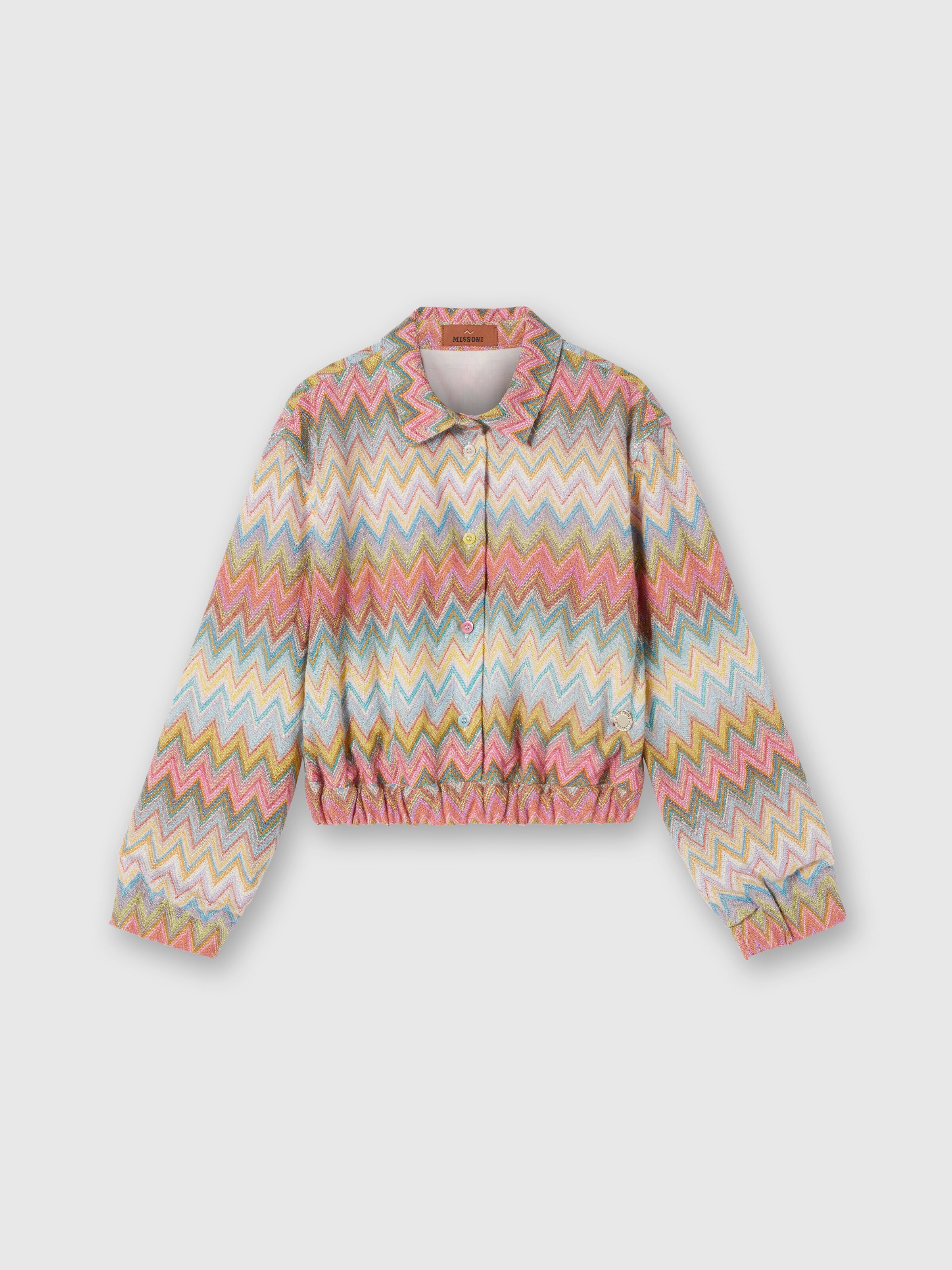 Lamé zig zag knit overshirt, Multicoloured  - 0