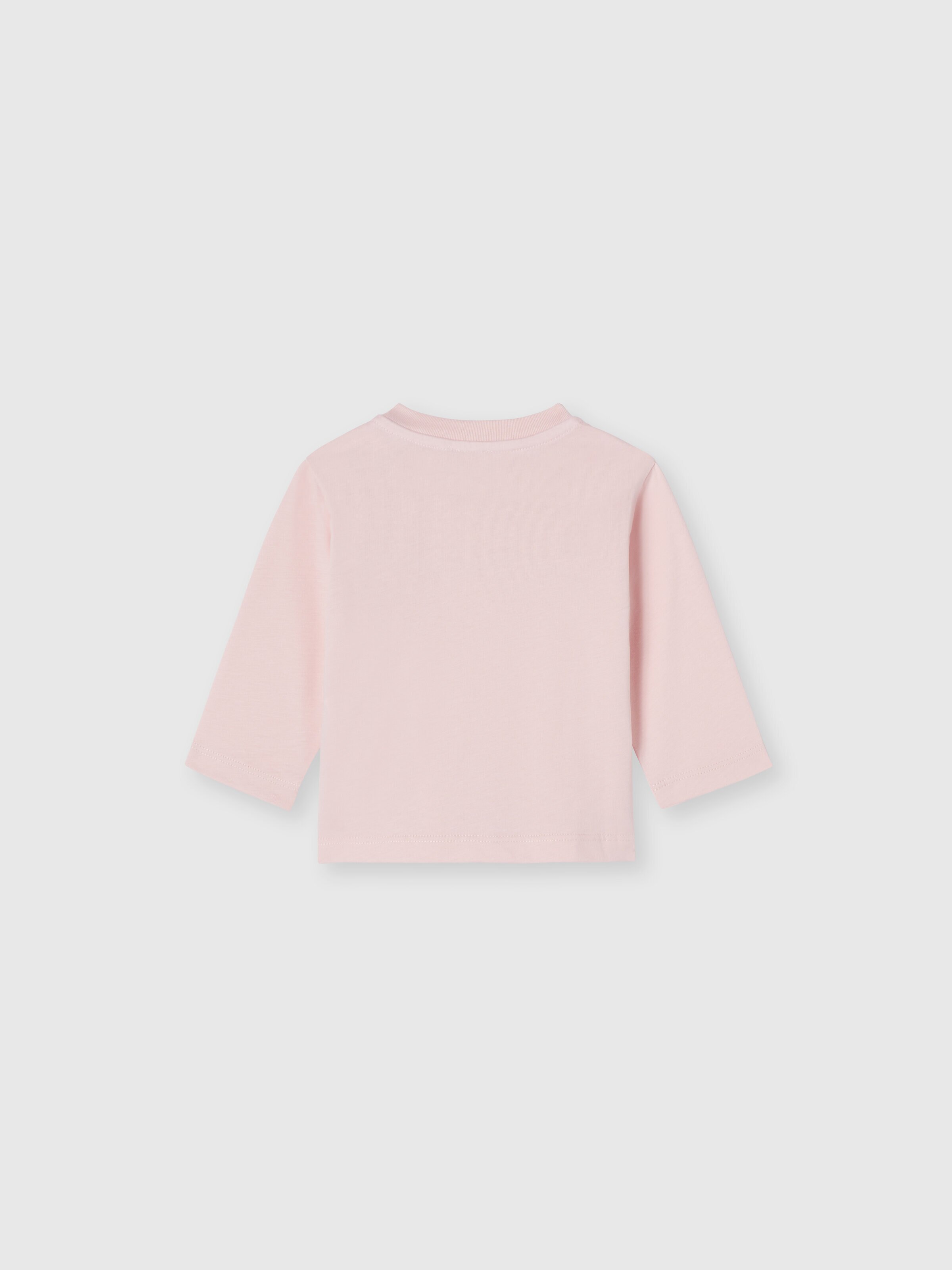 Long-sleeved cotton crewneck T-shirt with logo, Pink   - 1
