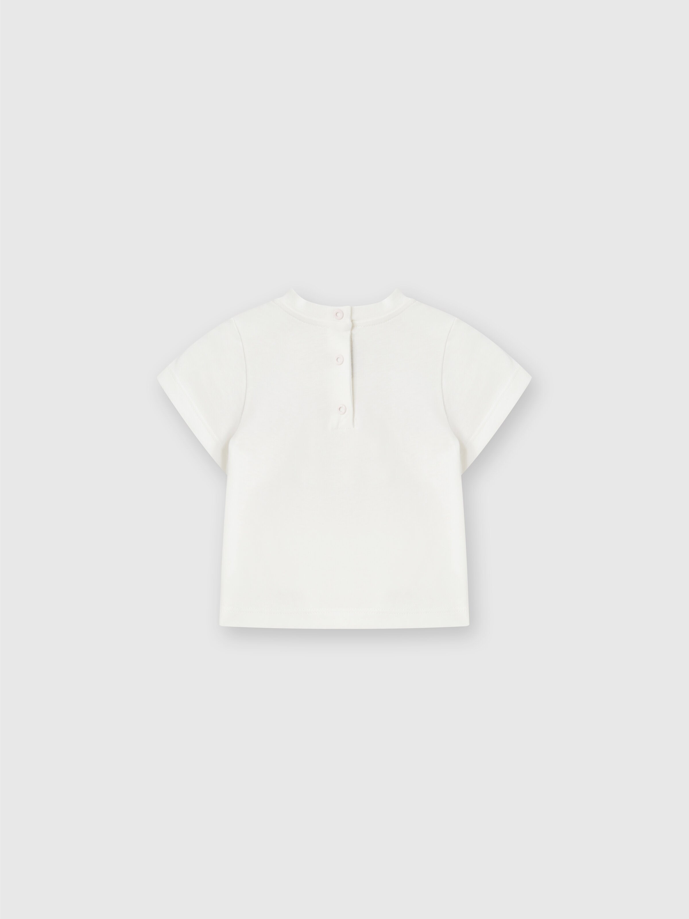 Short-sleeved cotton T-shirt, Beige & Multicoloured  - 1