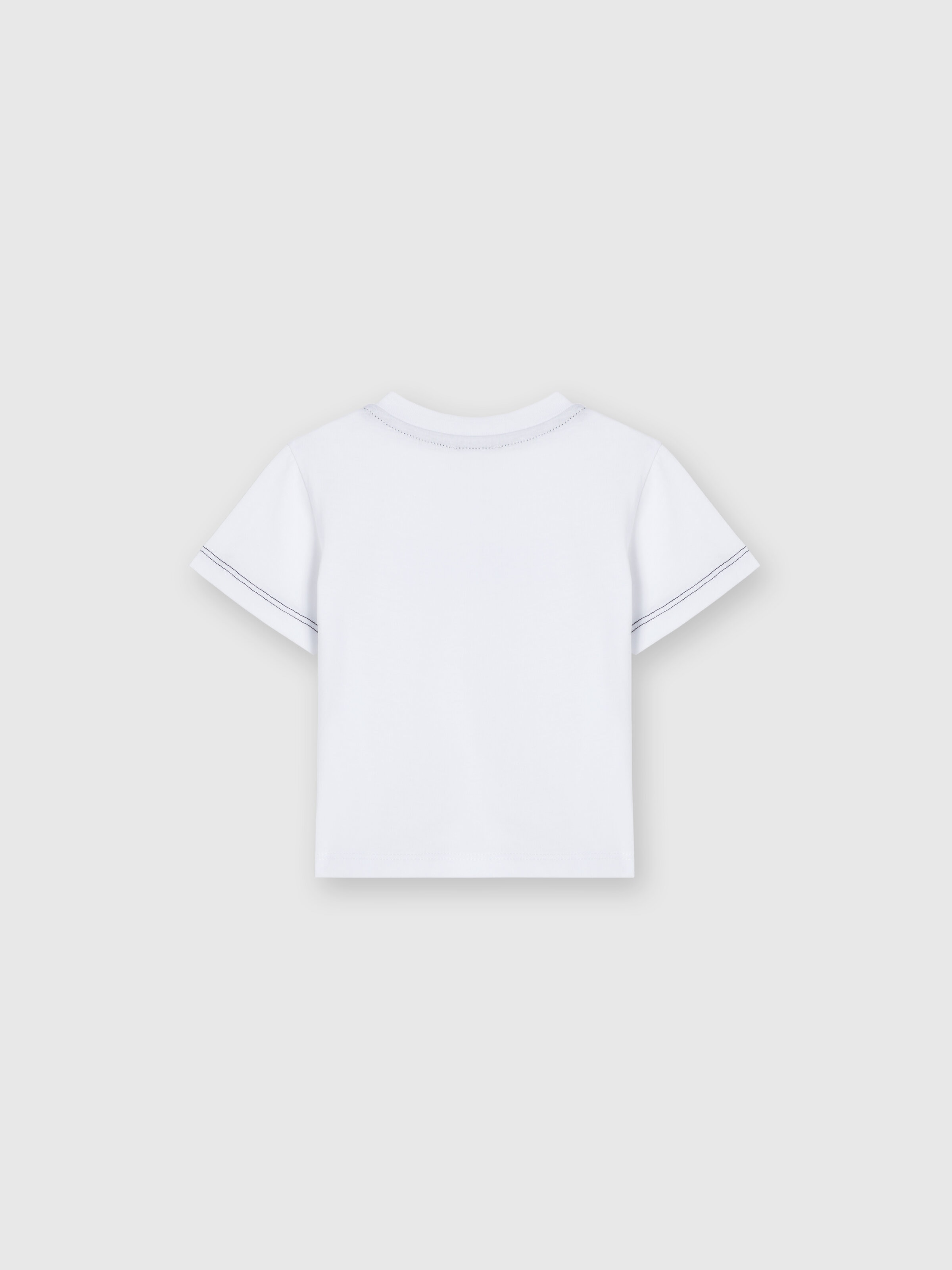 Cotton crewneck T-shirt with embossed logo, Black & White - 1
