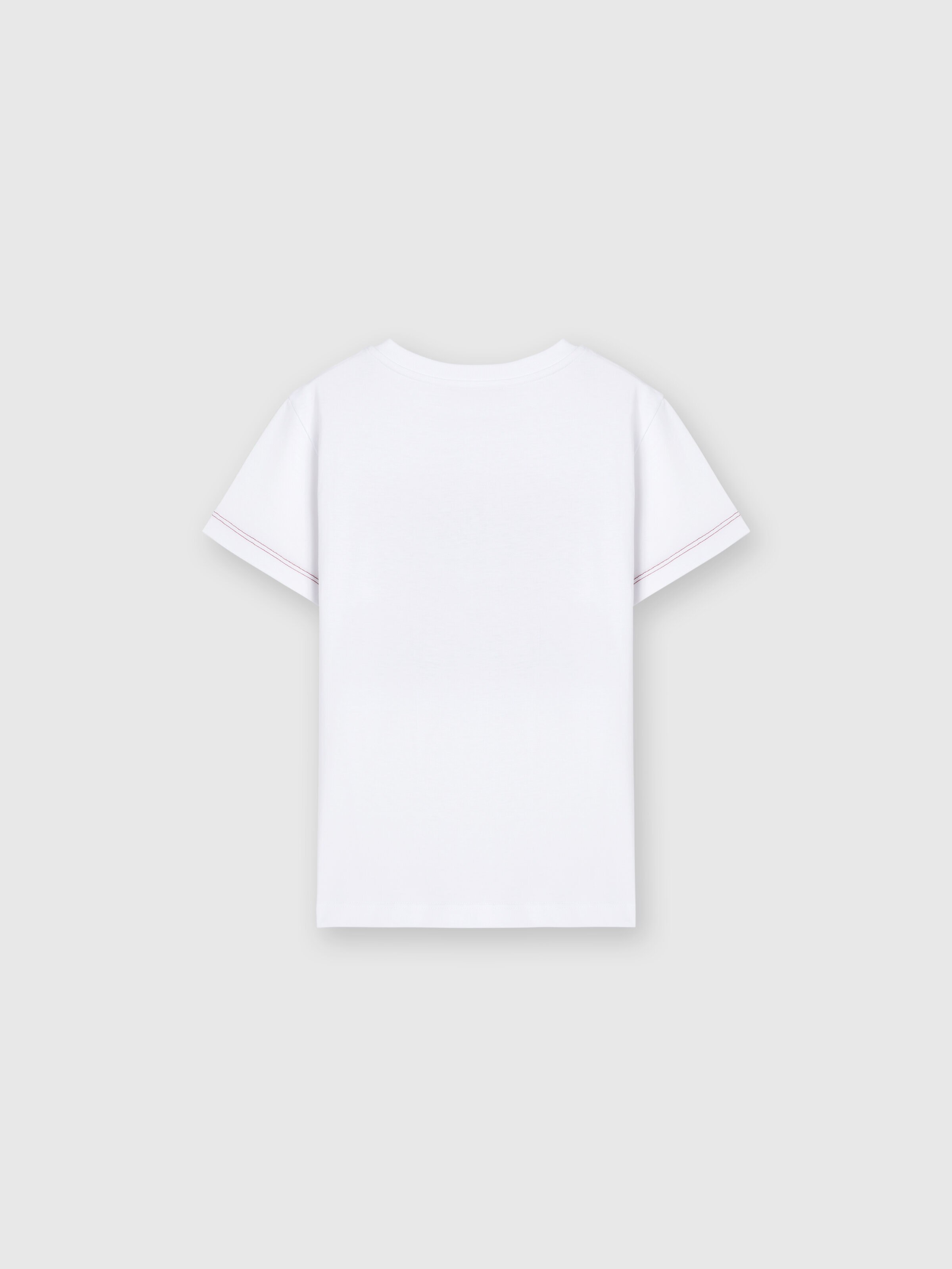 Cotton crewneck T-shirt with zigzag print and logo, White & Multicoloured   - 1