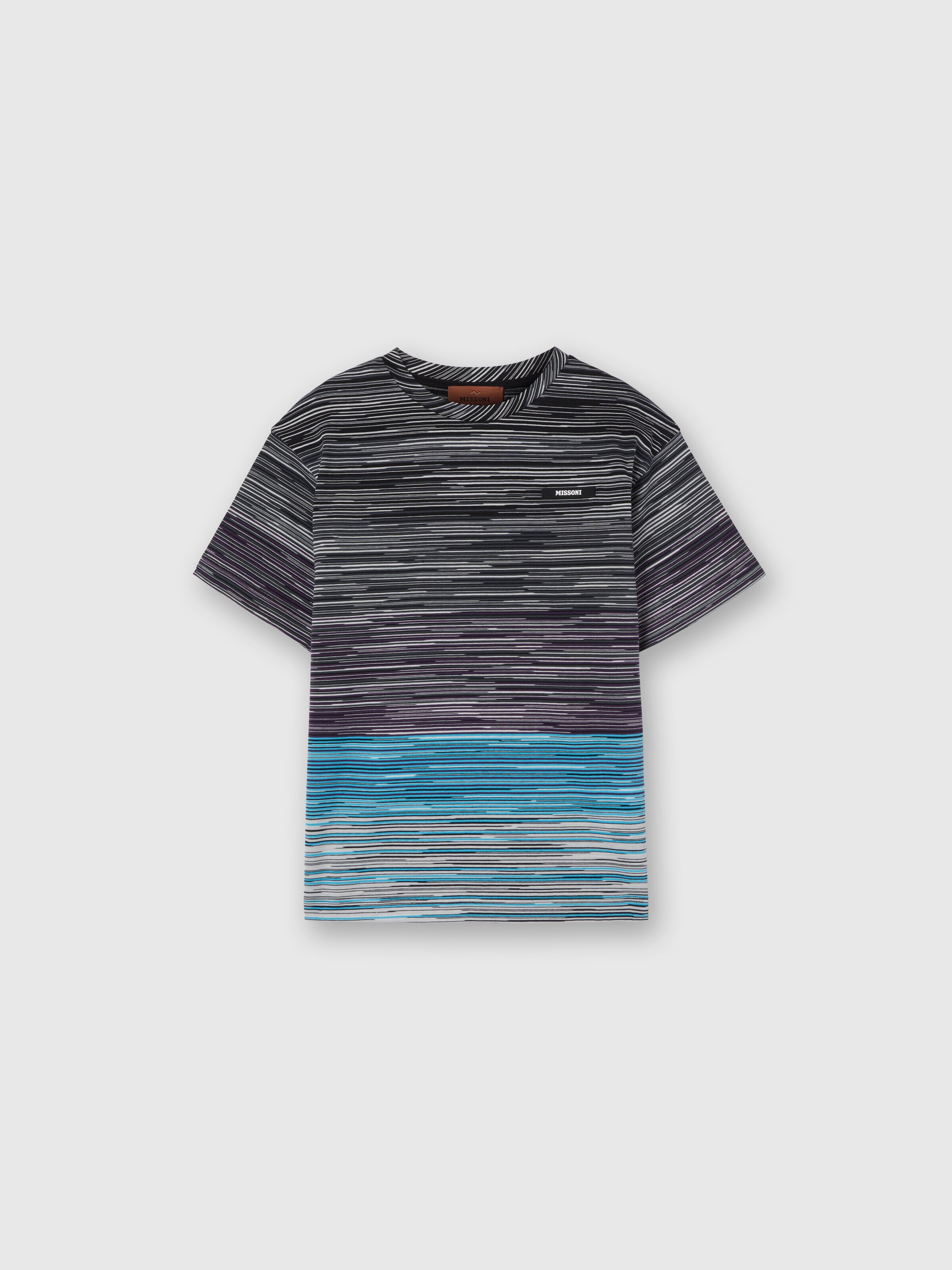 Crewneck T-shirt in slub cotton with logo, Sky Blue - 0