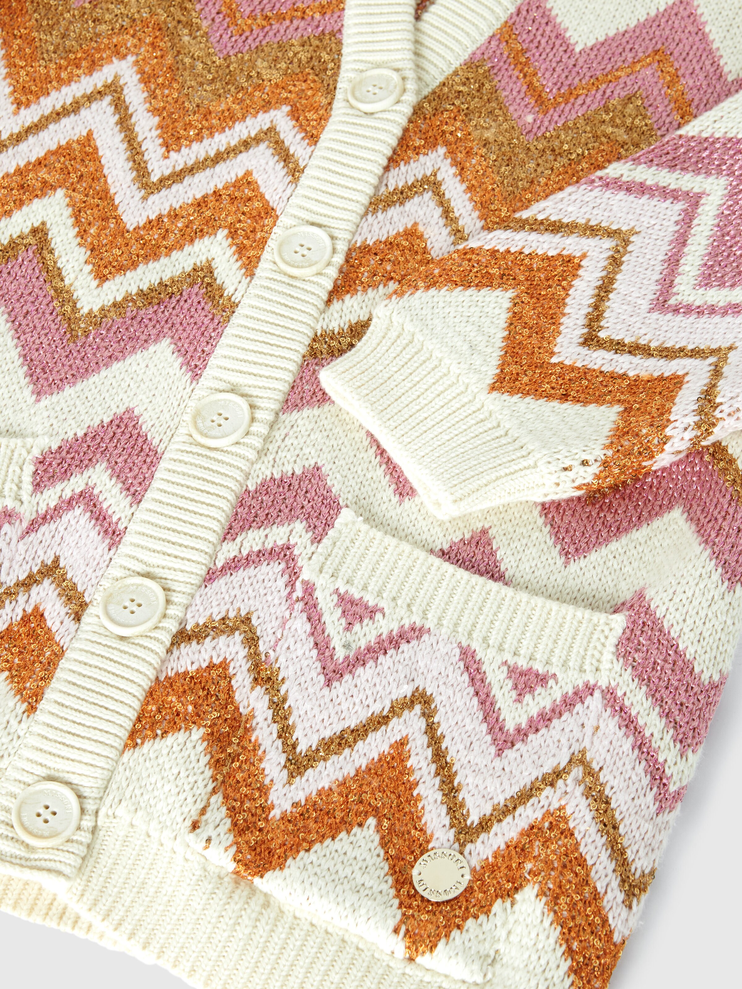 Cardigan aus einer Lamé-Mischung aus Baumwolle und Kaschmir, Beige & Mehrfarbig  - 3