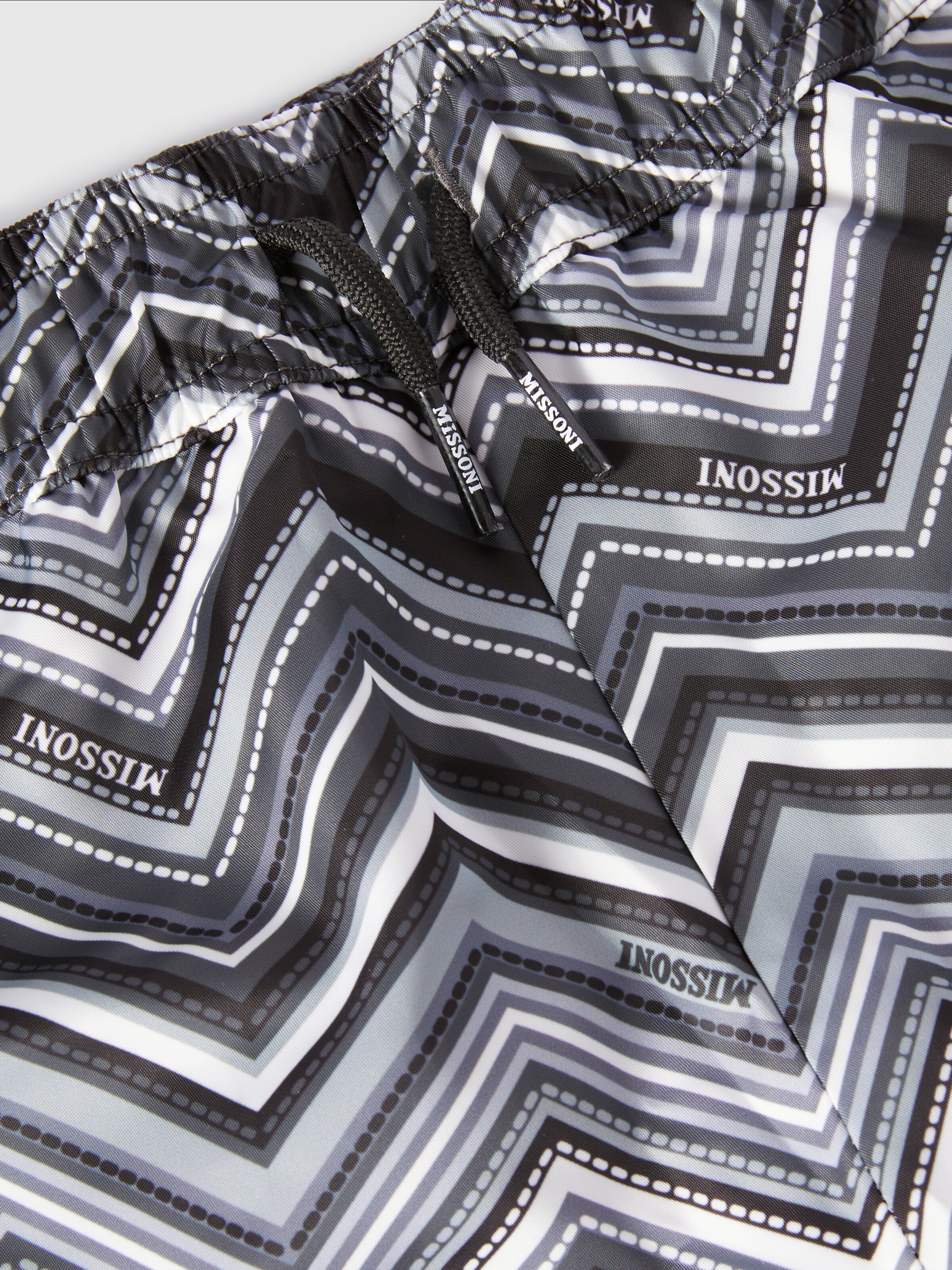 Swim shorts with zigzag print and drawstring waist, Black & Multicoloured  - 2
